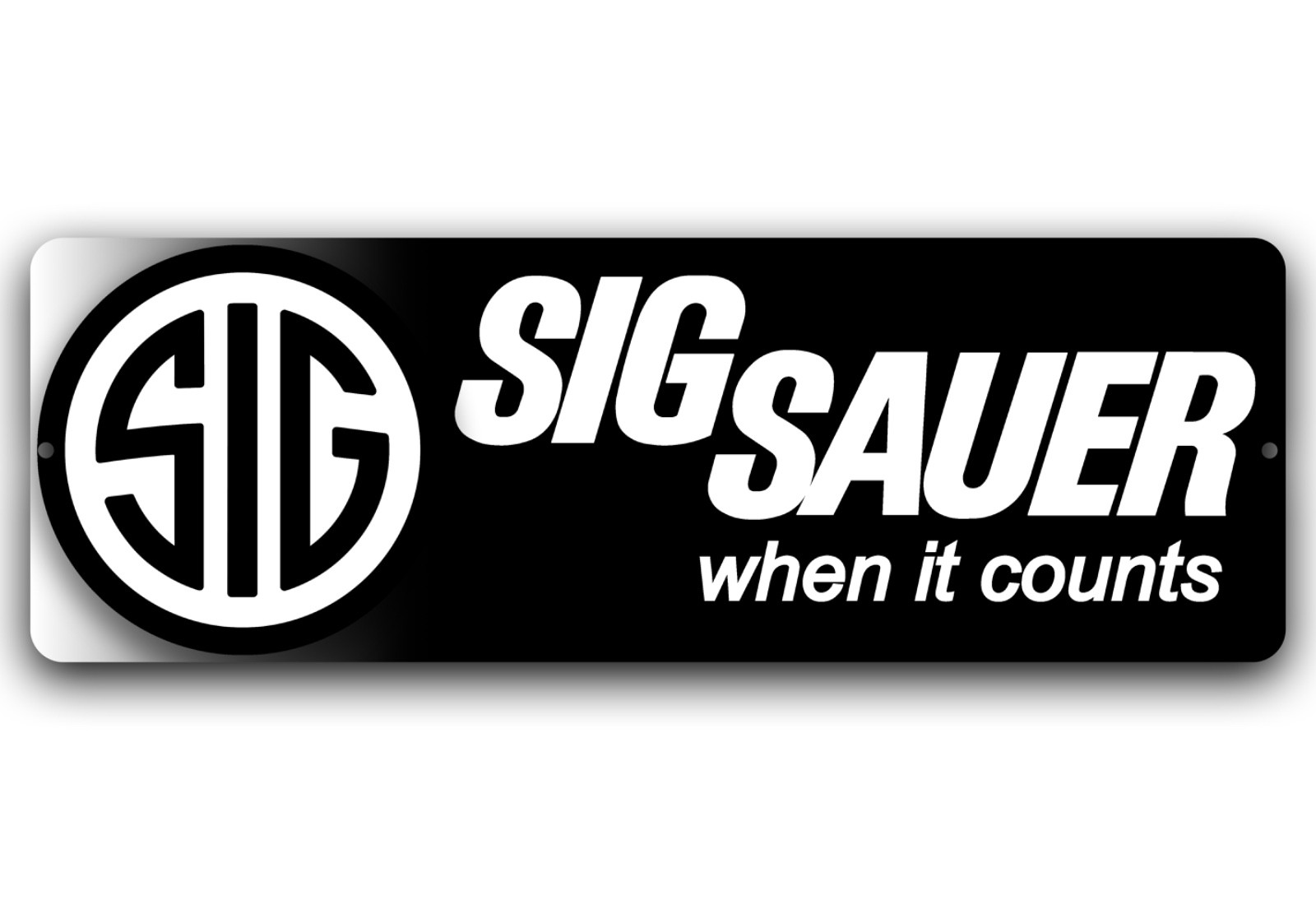SIG SAUER 6in x 18in Aluminum Sign – Man Cave Gun Room Firearms Wall Art