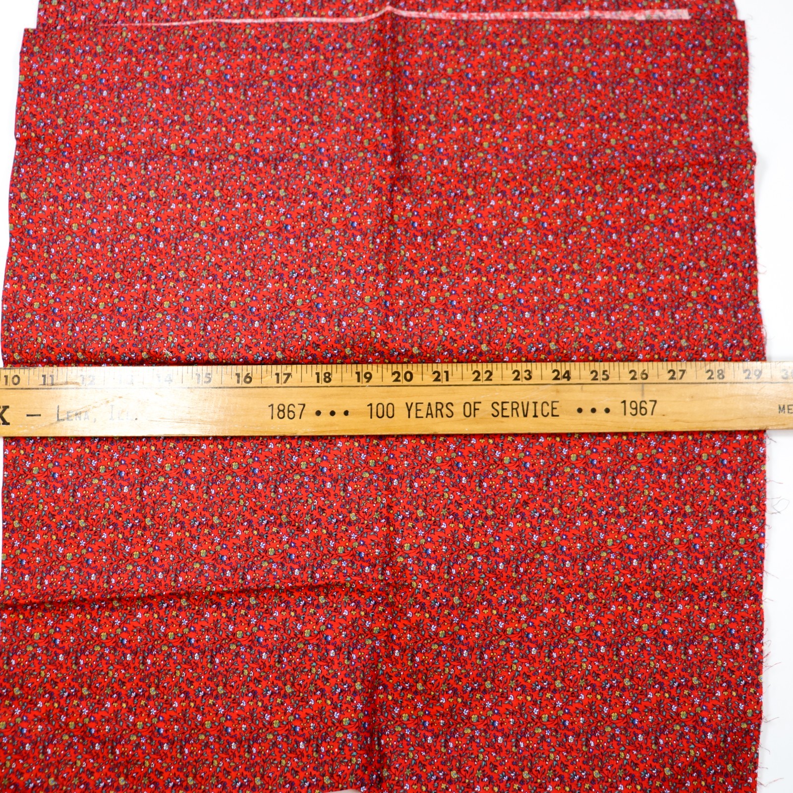 Cotton Quilting Fabric Tiny Floral Vines Red Blue BTHY Half Yard Leaves