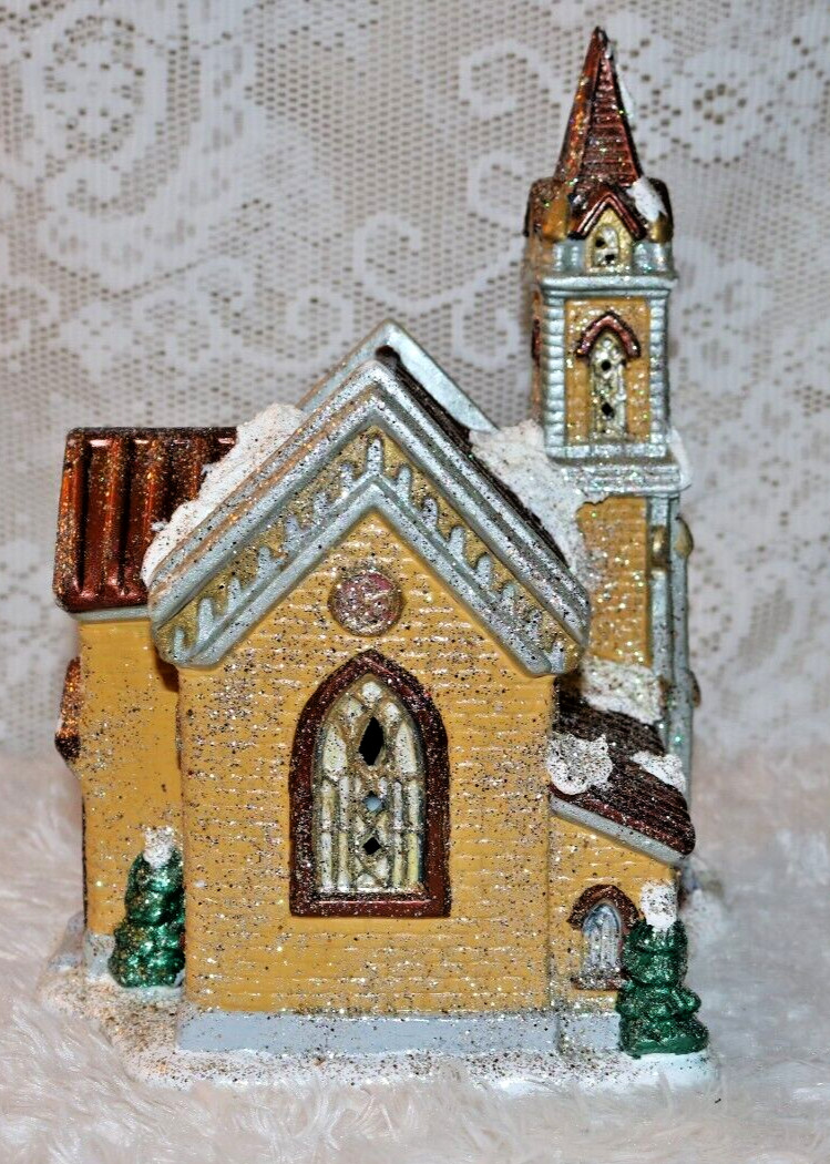 Christmas ceramic handpainted beautiful church *lighted cord NOT included*