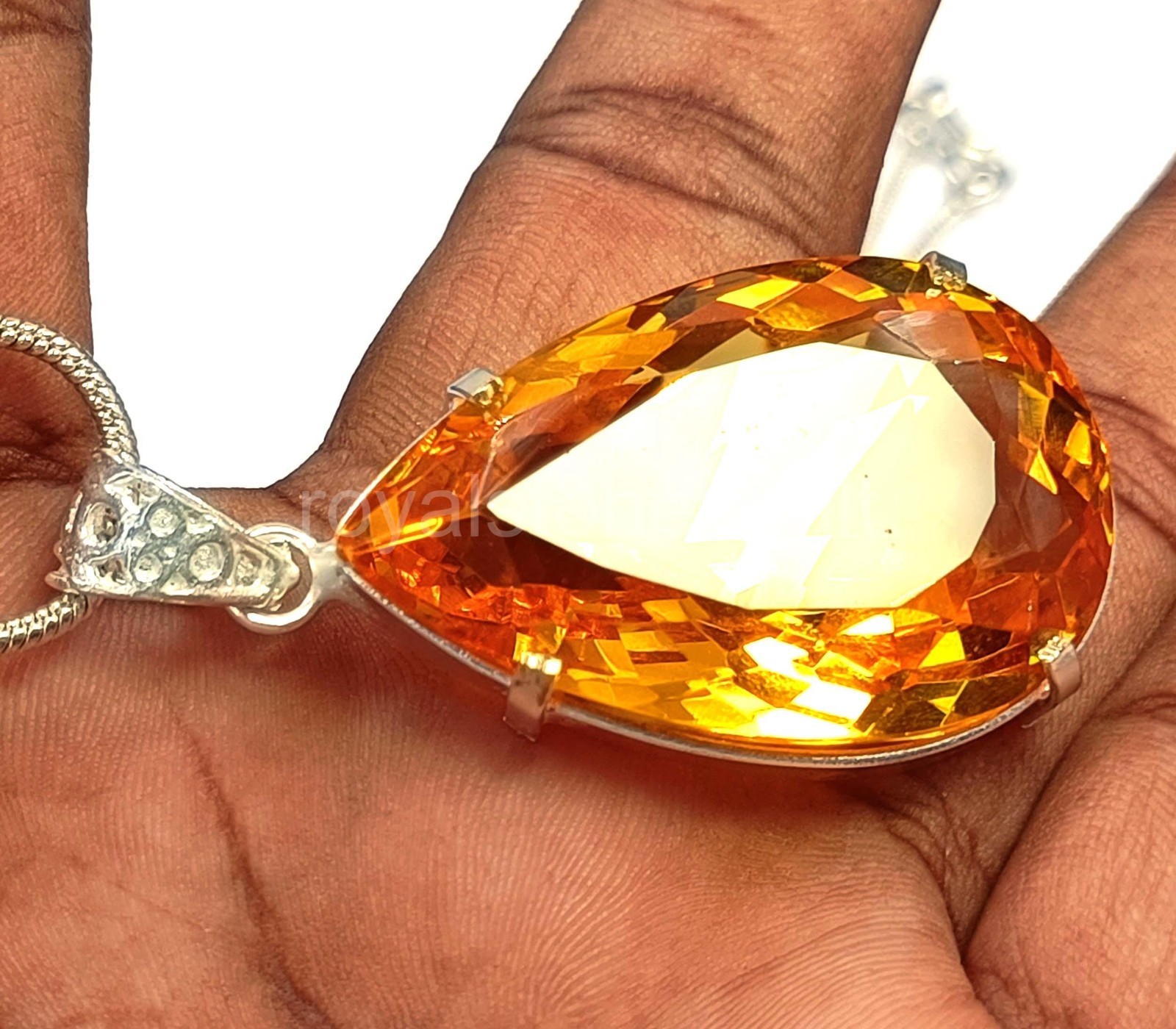 101.4Ct Natural Yellow Sapphire Pendant Pear Shape 925 Silver IGL Certified 5JOY