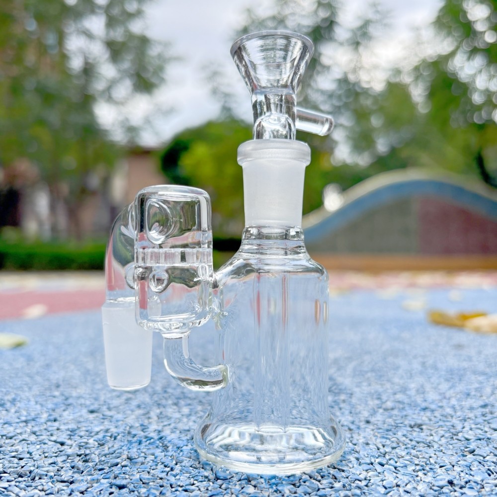 14mm 90° 3.3″ Glass Ash Catcher Recycler Water Pipe For Glass Bong Easy to Clean
