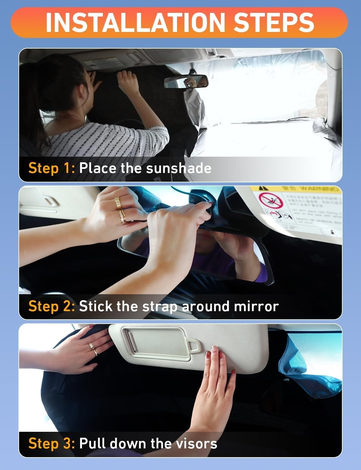 Windshield Sunshade Compatible for Ford Fusion 2013-2019 2020 2021, Sun Visor fo