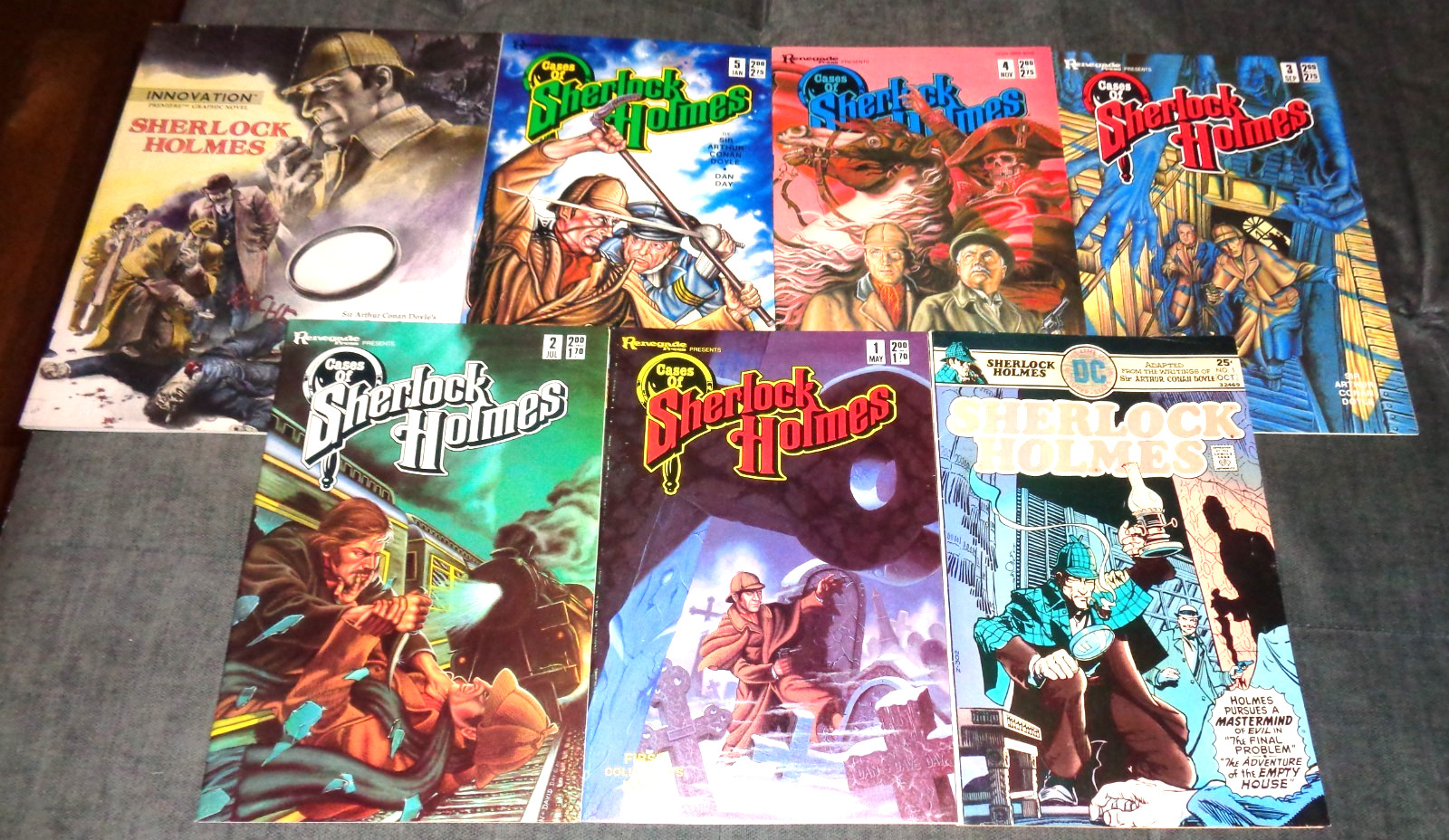SHERLOCK HOLMES comic book (LOT OF 7) DC # 1, RENEGADE # 1- 5, INNOVATION (H-42)