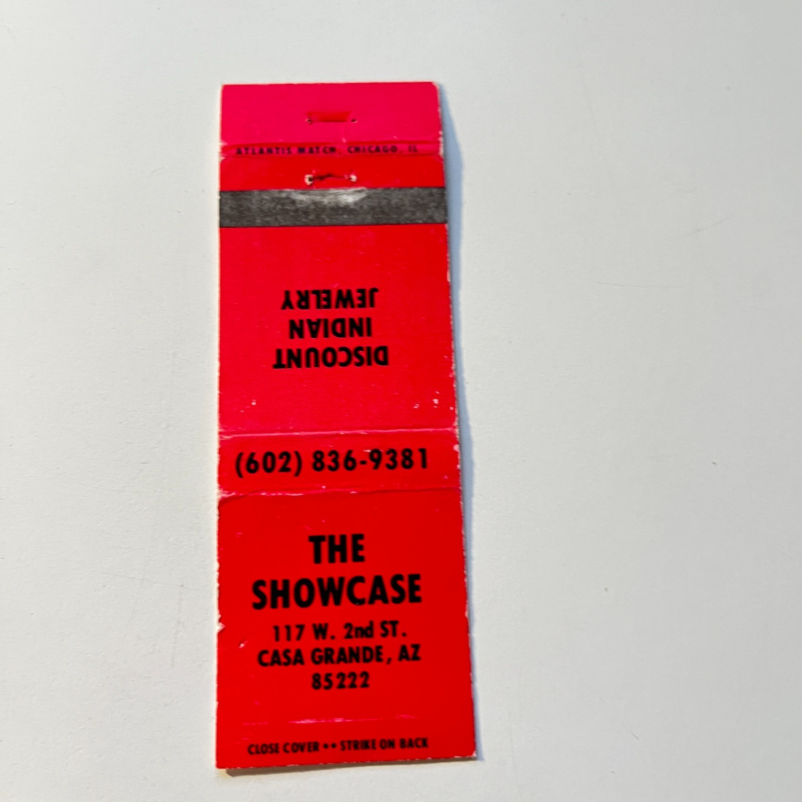 The Showcase Indian Jewelry Casa Grande AZ Vintage Matchbook Cover 4MB105-3