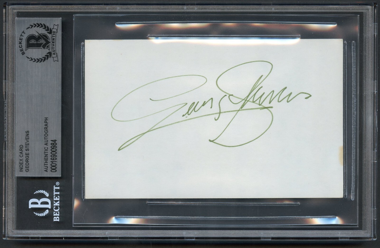George Stevens d1975 signed autograph 3×5 Cut Film Director of Giant BAS Slabbed