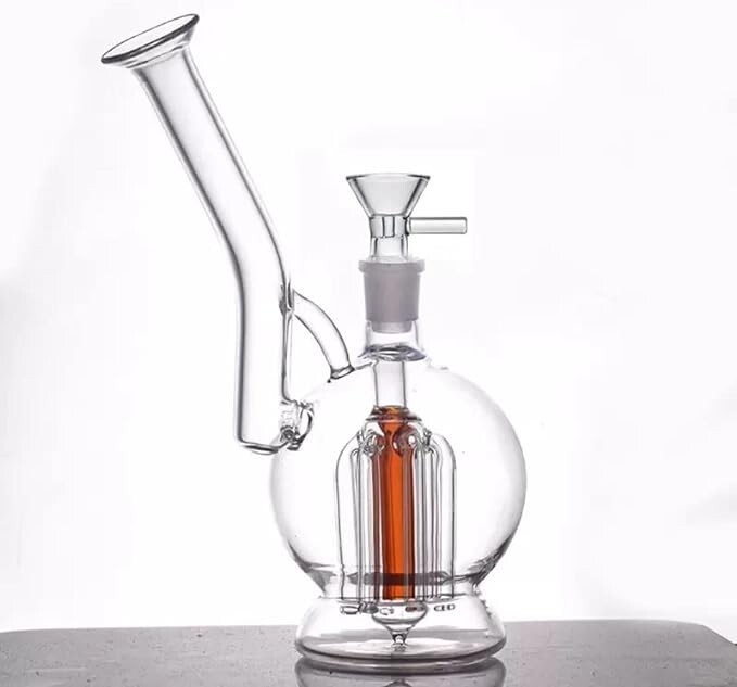 RORA Glass Bong Smoking Hookah Percolator Water Pipe Recycler With 14mm Bowl