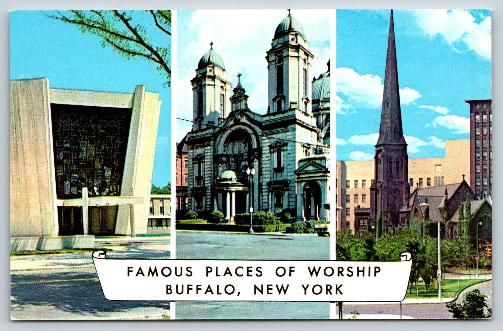 Famous Places of Worship Buffalo New York Vintage Postcard
