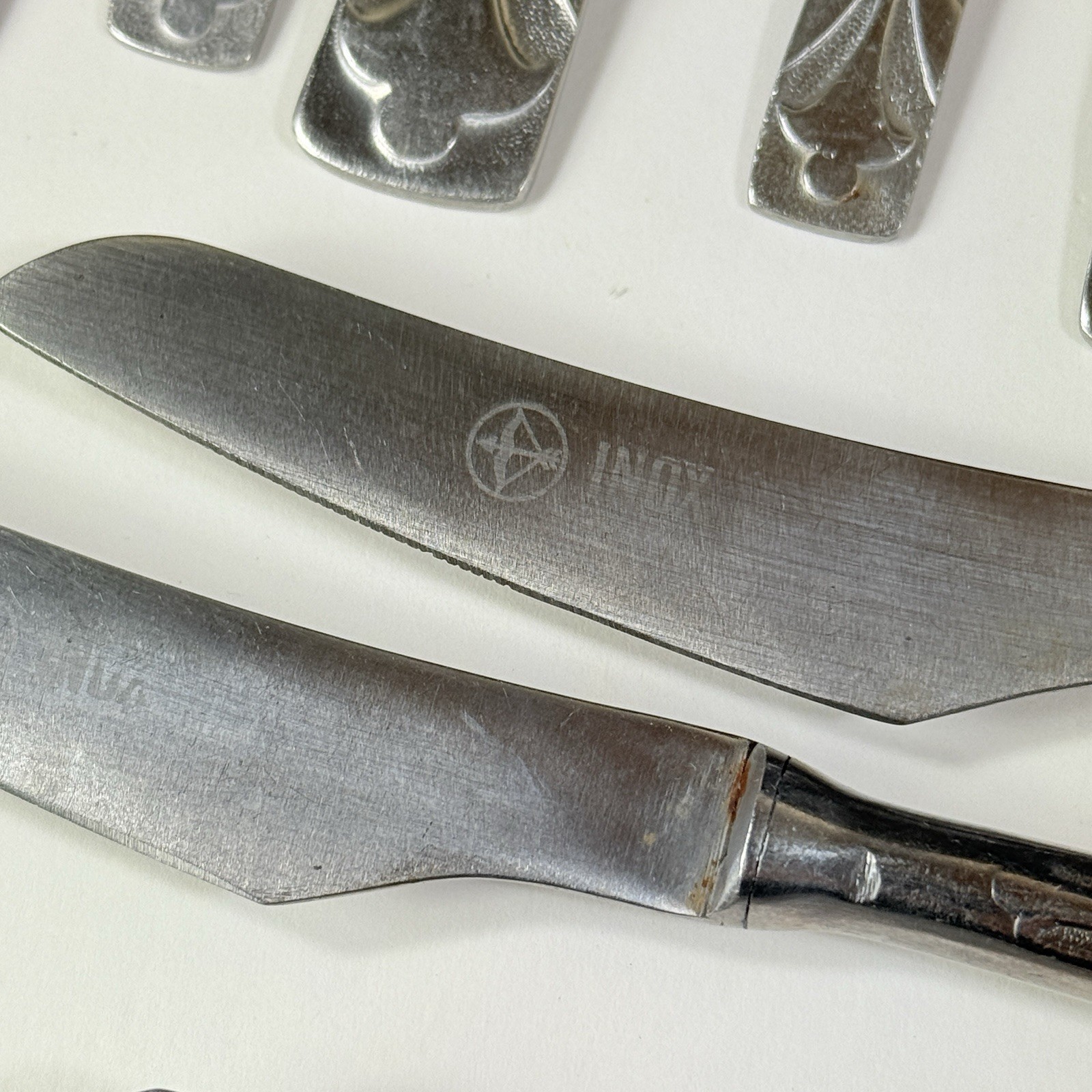 Funky Unique Hand Forged Inox Flatware Set Vintage