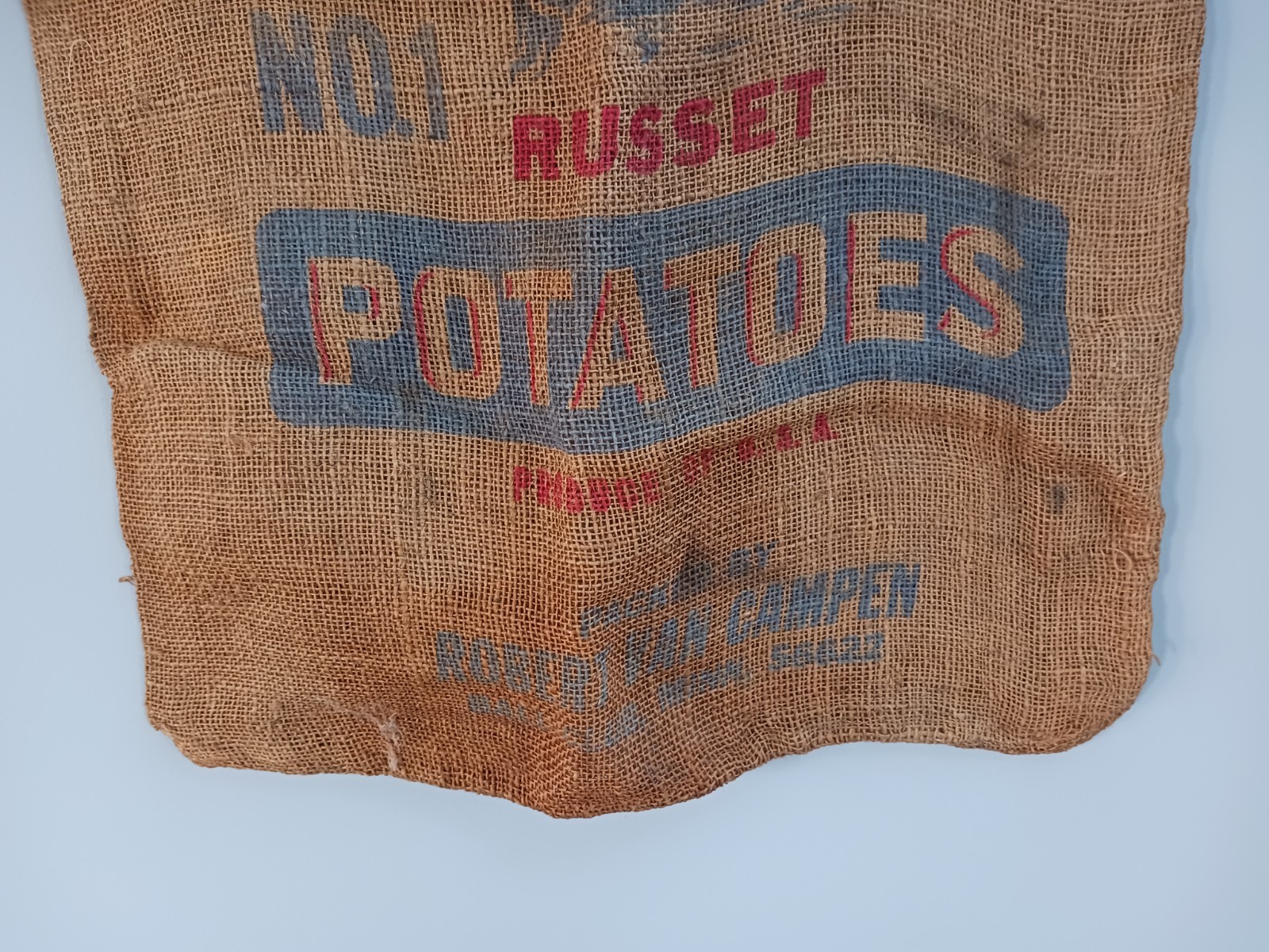 Vintage Penguin Burlap Potato Sack 100 Lb No 1 Russet Ball Club Minnesota USA