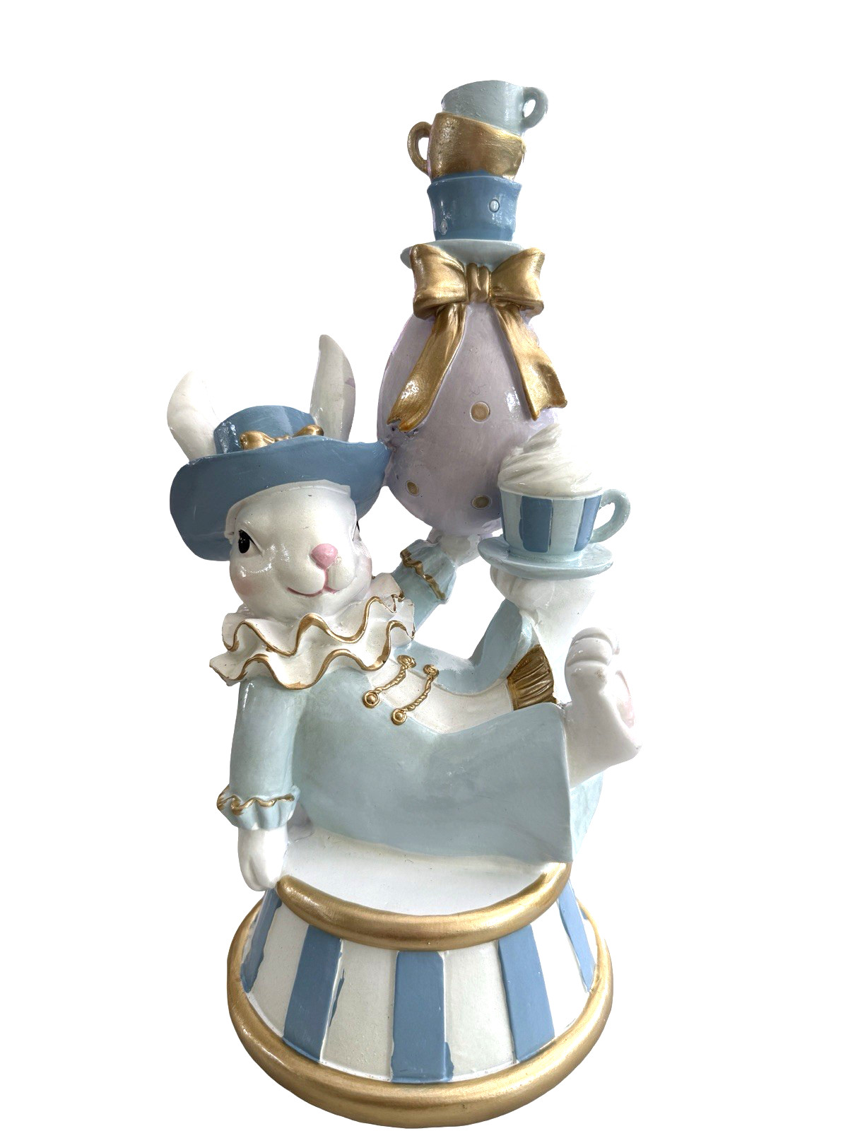 BRAND NEW Tophat & Tail Whimsical Bunny Balancing Teacups on Easter Egg