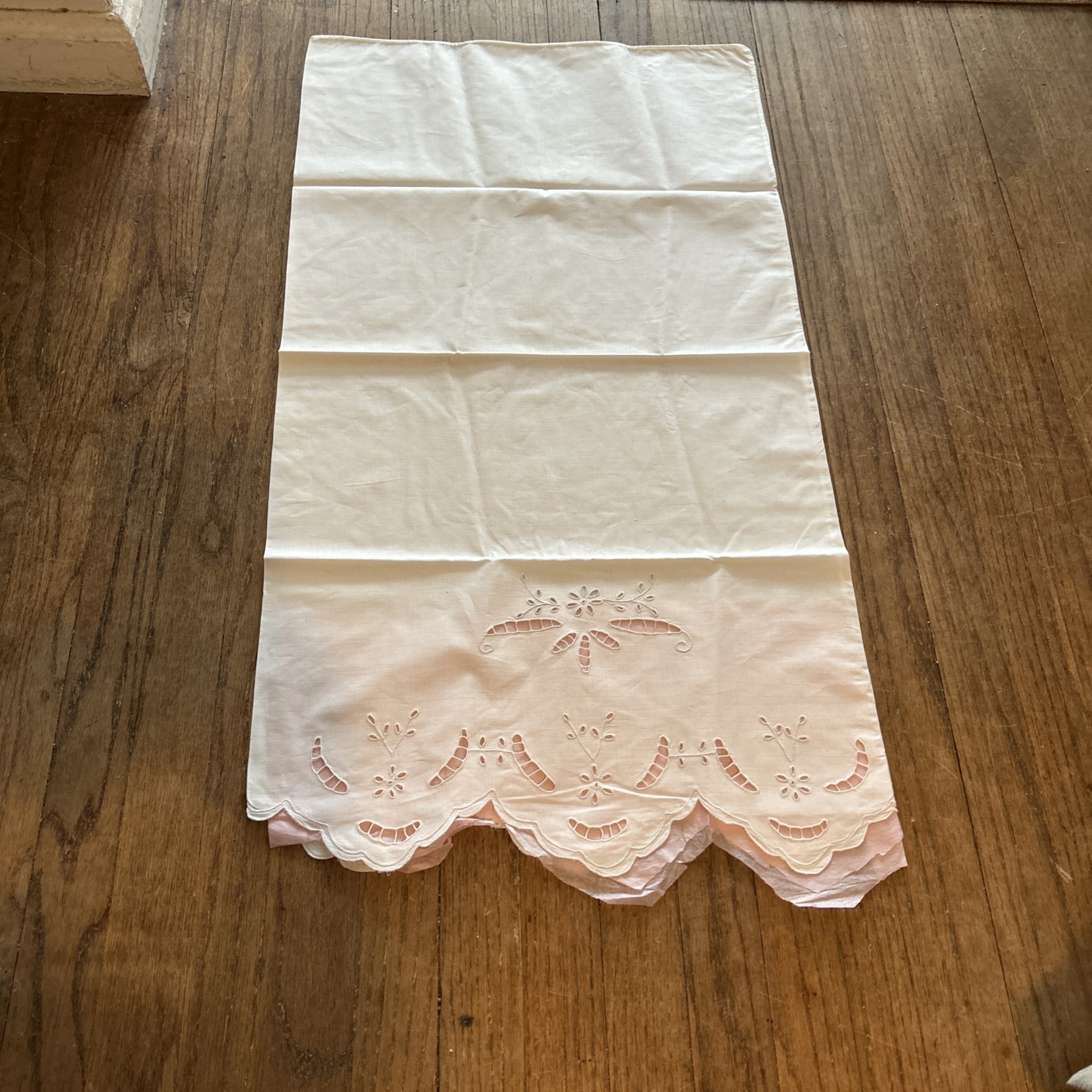 Vintage Pillowcase White Richelieu Cut Out W/Scalloped Edge 33”x 19.25” New