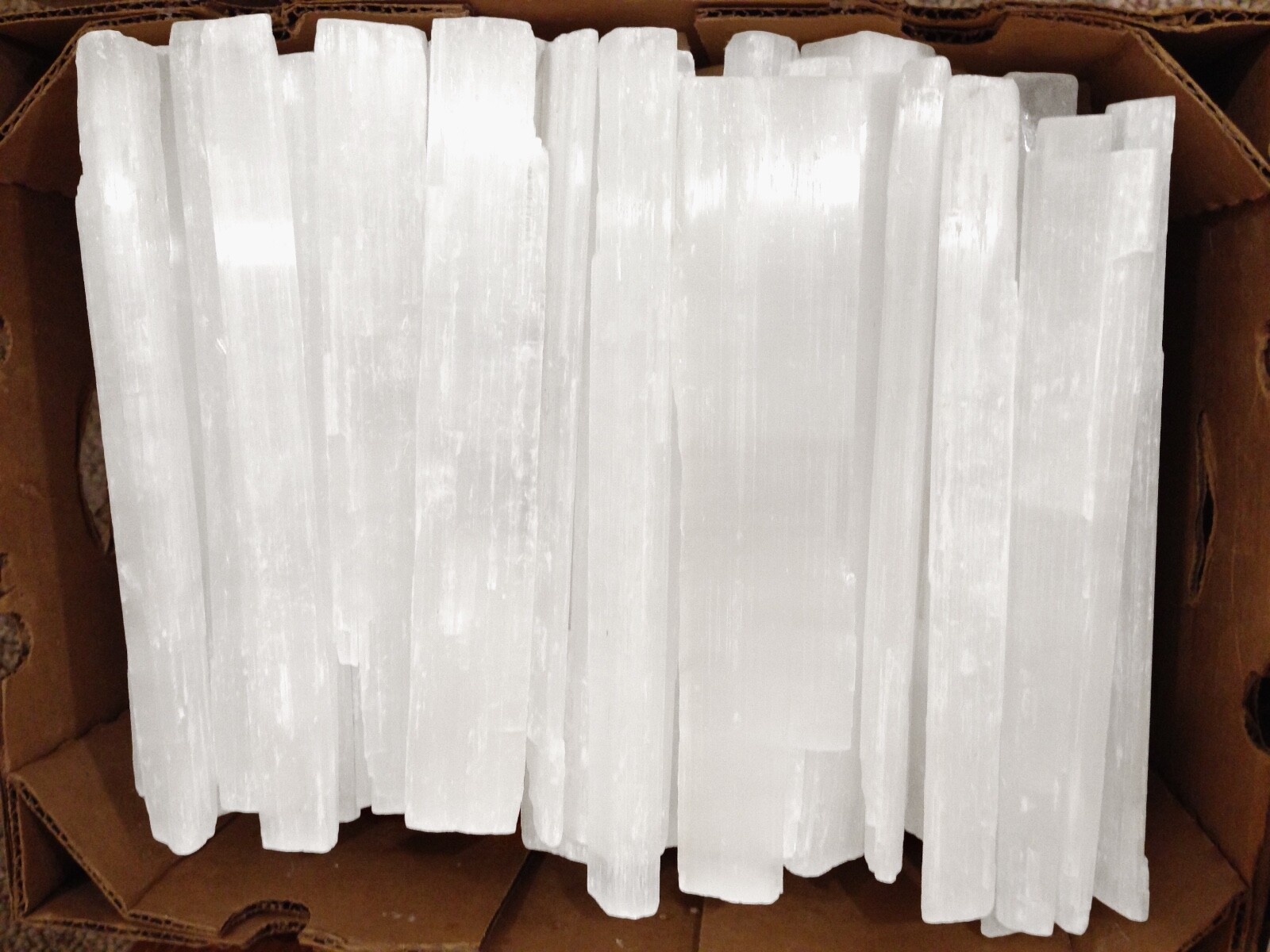 10 lbs XL Selenite Logs ” Natural Crystal Wand Bulk Lot 14″ Bars Stick 10 Pounds