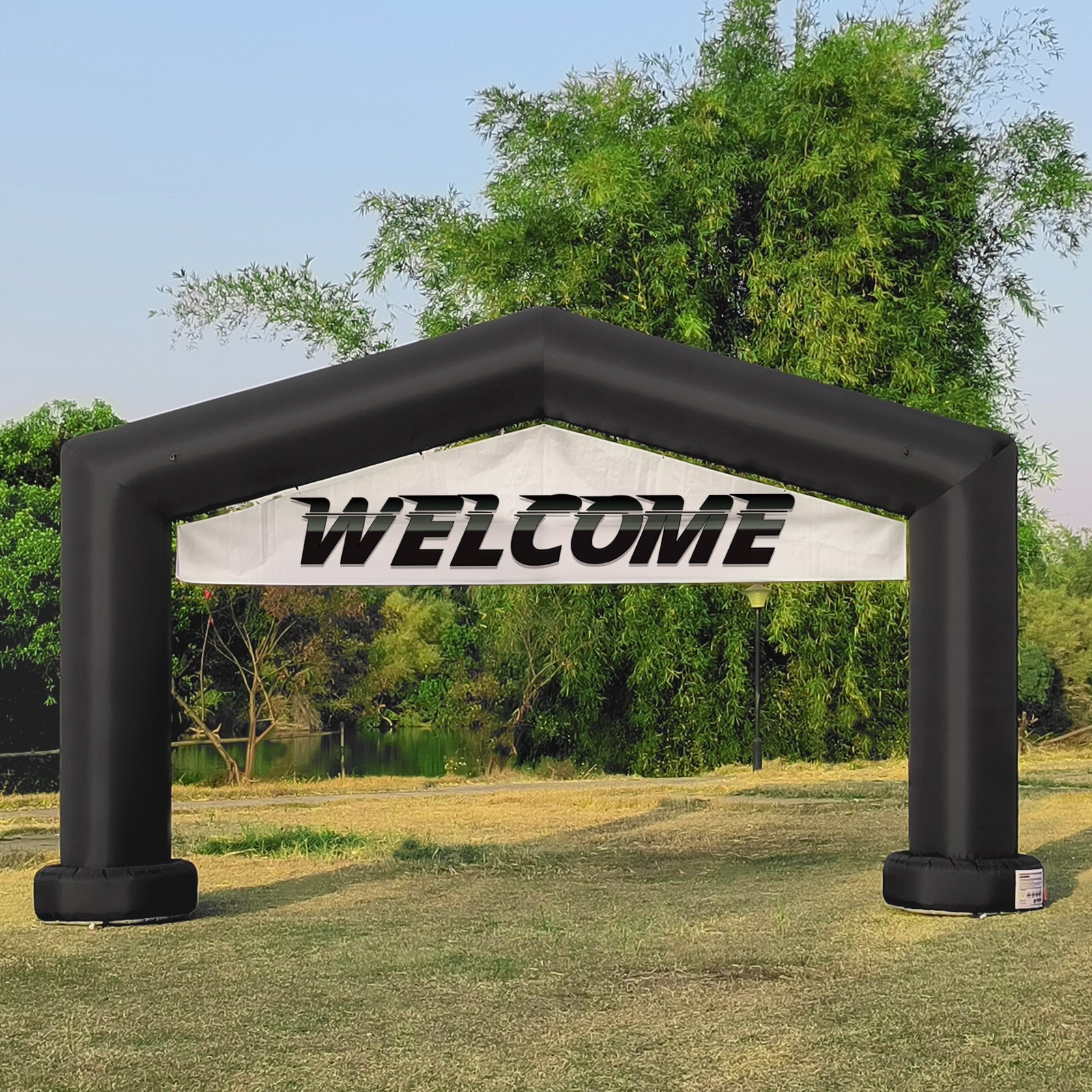 Giant 21ft Inflatable Gable Arch with Blower & optional hanging banner – Black