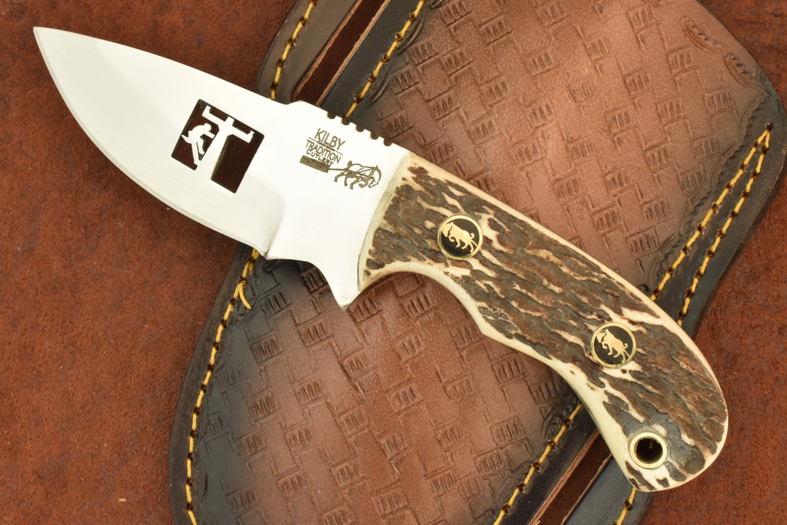 KILBY TRADITION PINE KNOT KY CUSTOM SERIES STAG PREMIUM FIXED BLADE KNIFE (32197
