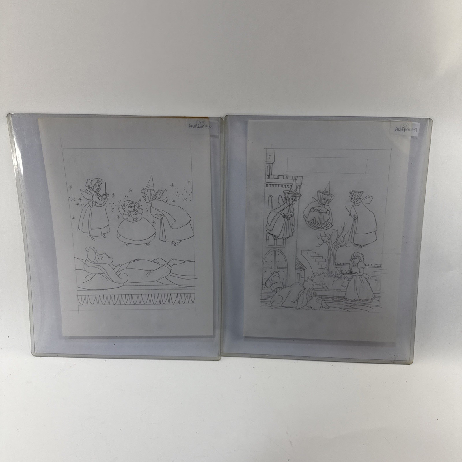 Disney Sleeping Beauty Original Production Animation Drawings Lot 2 Aurora
