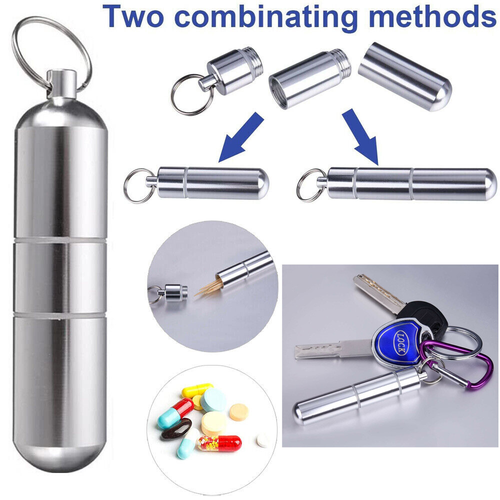 1pc Pill Box Keychain Medicine Case Bottle Small Holder Container Waterproof