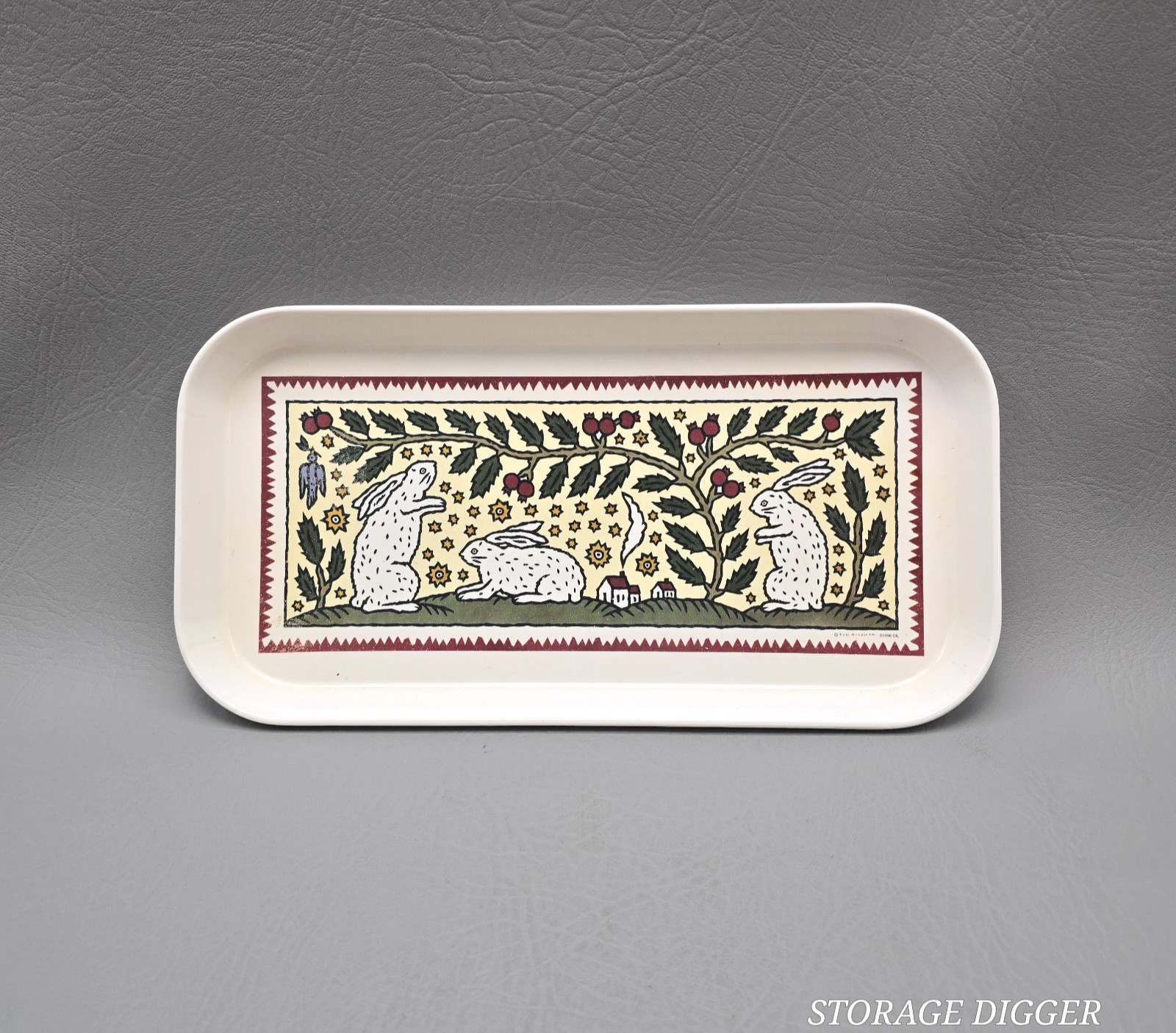 Vintage Design Imports Italy Providence R.I. Melamine Tray 11.25″ x 5.75″ Rabbit
