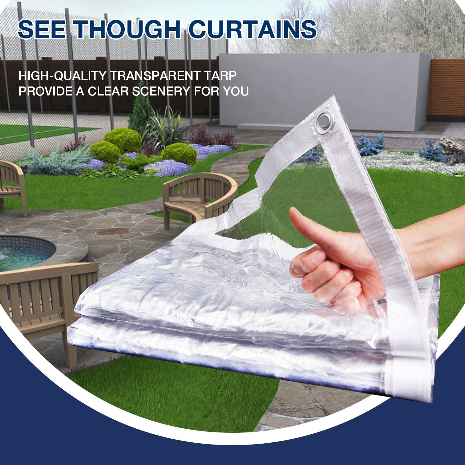Clear Tarp 6′ x 8′, 15 OZ Clear Vinyl PVC Tarp Waterproof Tarpaulin 100% Tran…