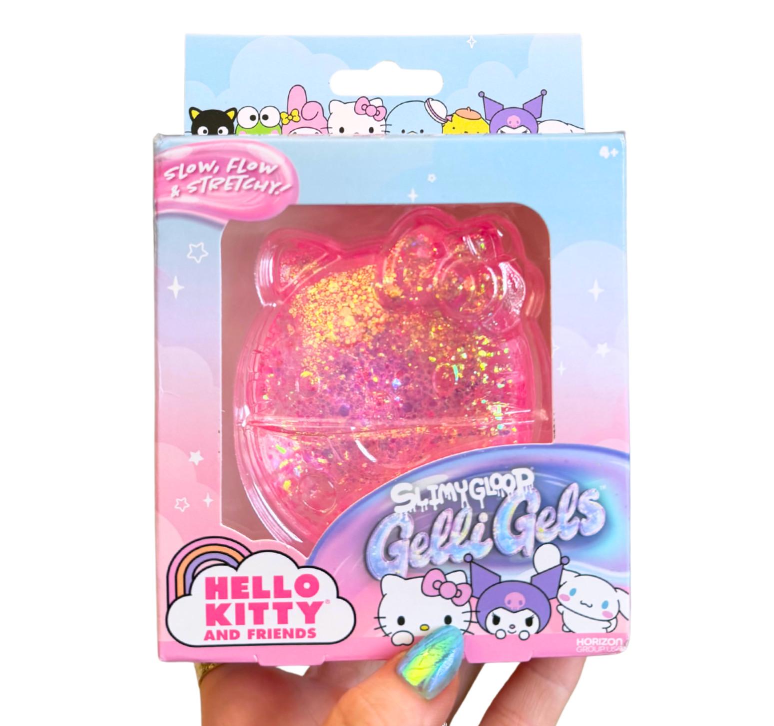 Hello Kitty Squishy Toy Gelli Gels SlimyGoop PINK Glitter Sugar Squeeze Ball NEW