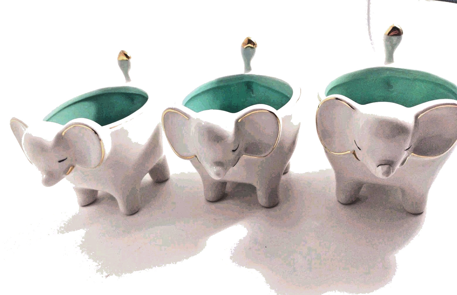 Trinket Tray, Planter, Jewelry Holder Gold Trimmed ELEPHANT 3 Pk Bx9