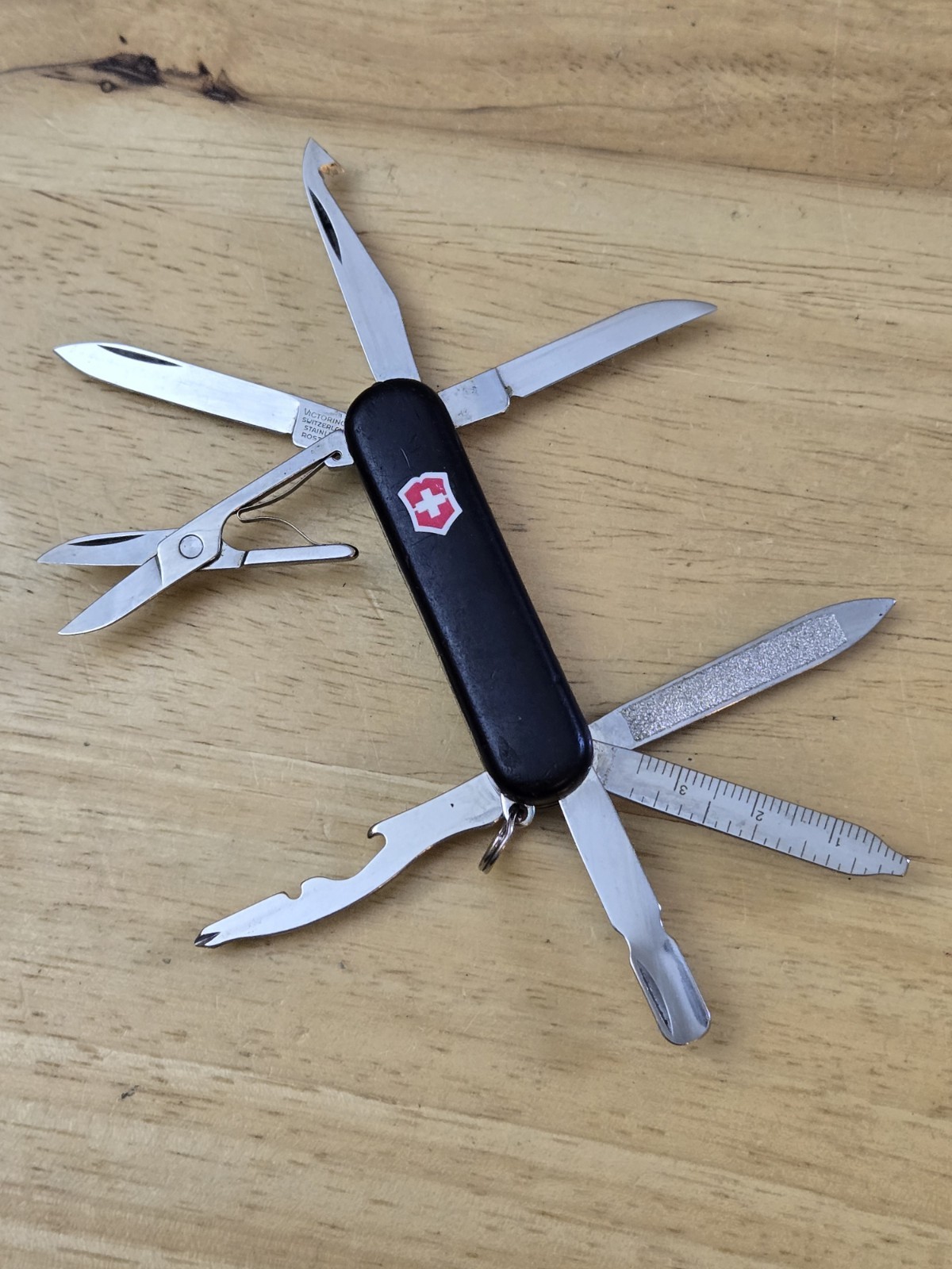 Victorinox Original Midnite MiniChamp 58mm Swiss Army Knife -Red LED