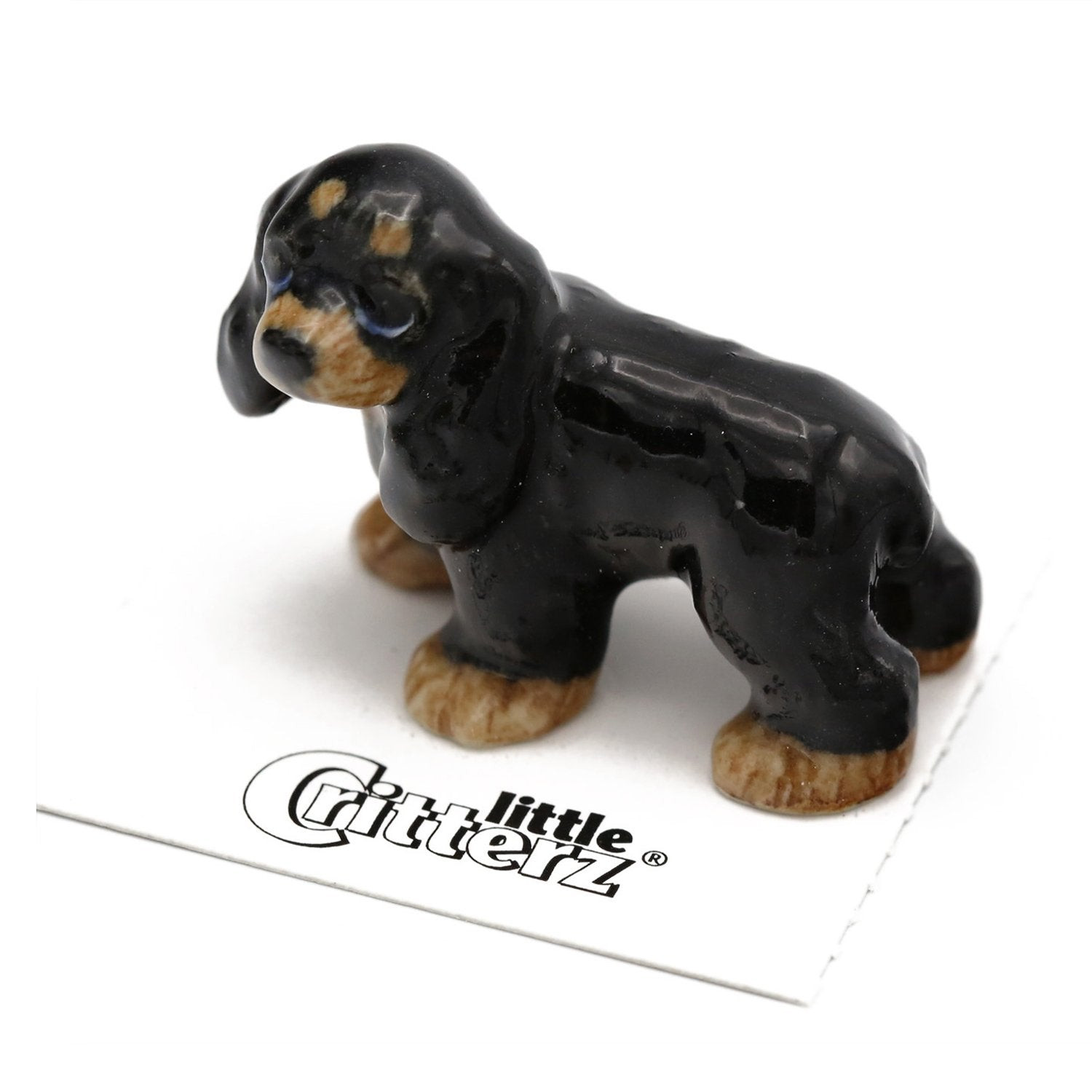 Little Critterz Dog – Cocker Spaniel “Teddy” – miniature porcelain figurine