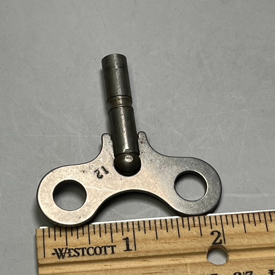Antique Metal Ornate Clock Winding Key Size 3/16ths Shaft 2″ Long by 2″ #12