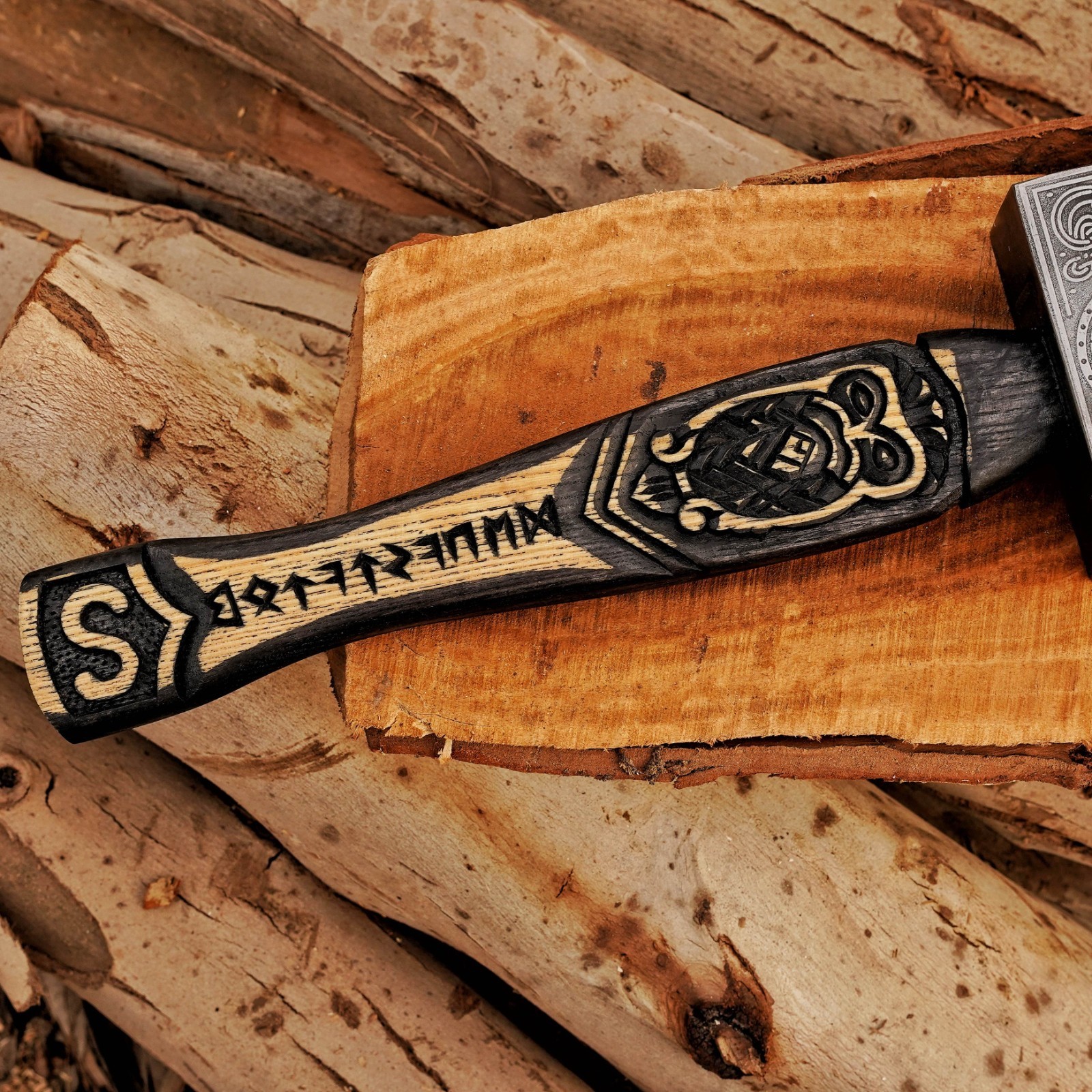 Handmade Viking Hammer 1095 High Carbon Steel Head Ash Wood Handle Norse Mjoln