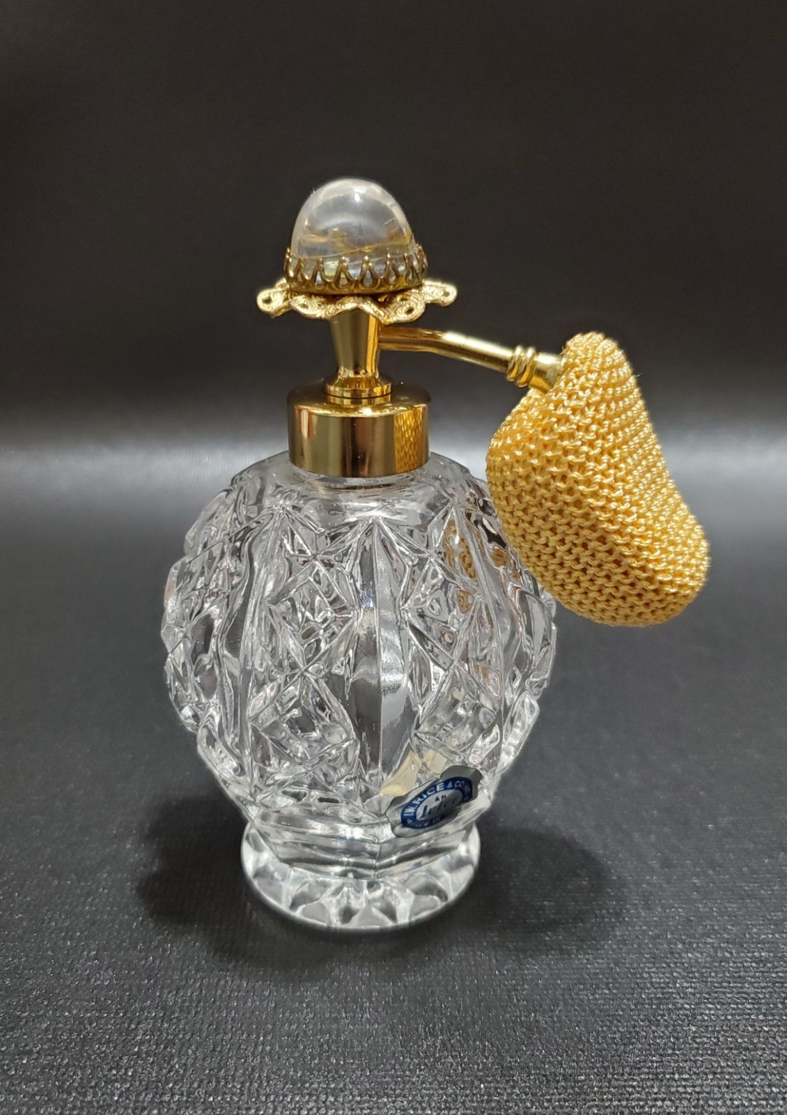 Vintage Irice Clear Glass Perfume Bottle, Non-functional Atomizer, Decorative