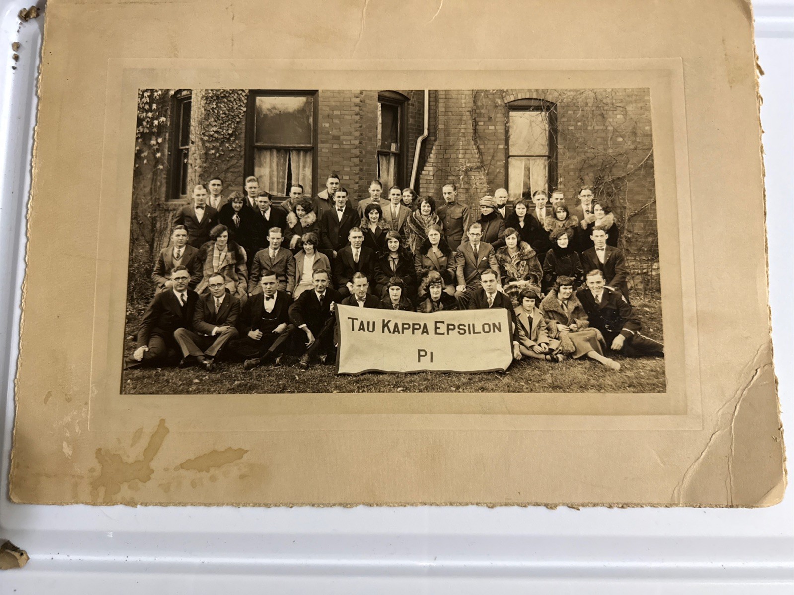 Vintage Tau Kappa Epsilon Pi College Fraternity 1920’s Group Photo Sweethearts