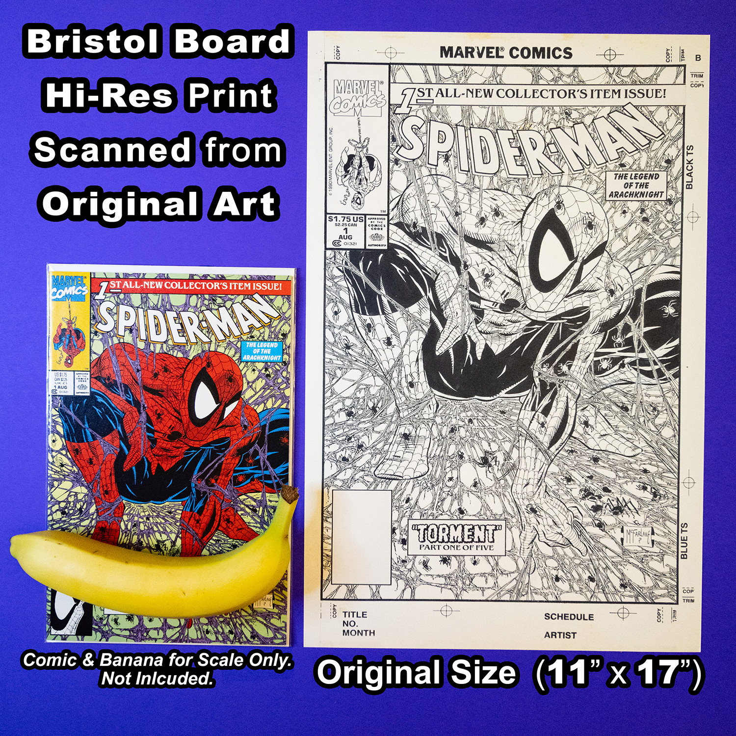 SPIDER-MAN #1 Iconic Cover Art by TODD McFARLANE on 11″x17″ Limited Print 🔥