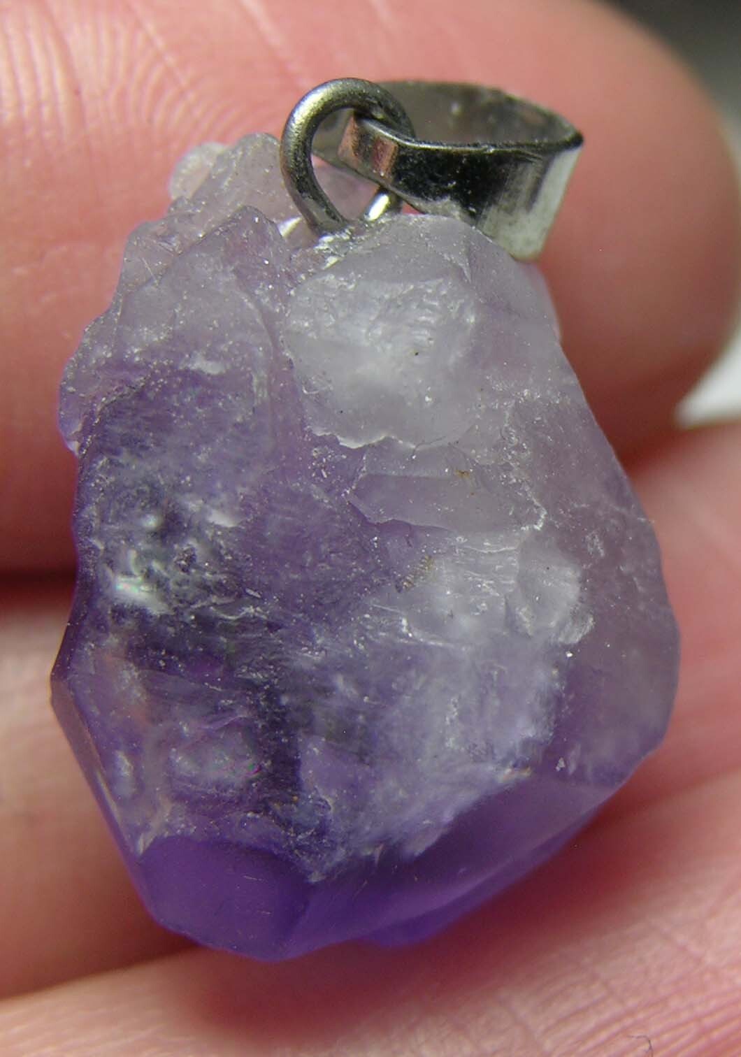 #48 Raw Rough 18.80ct 100% Natural Amethyst Crystal Point Pendant 3.75g 19.00mm