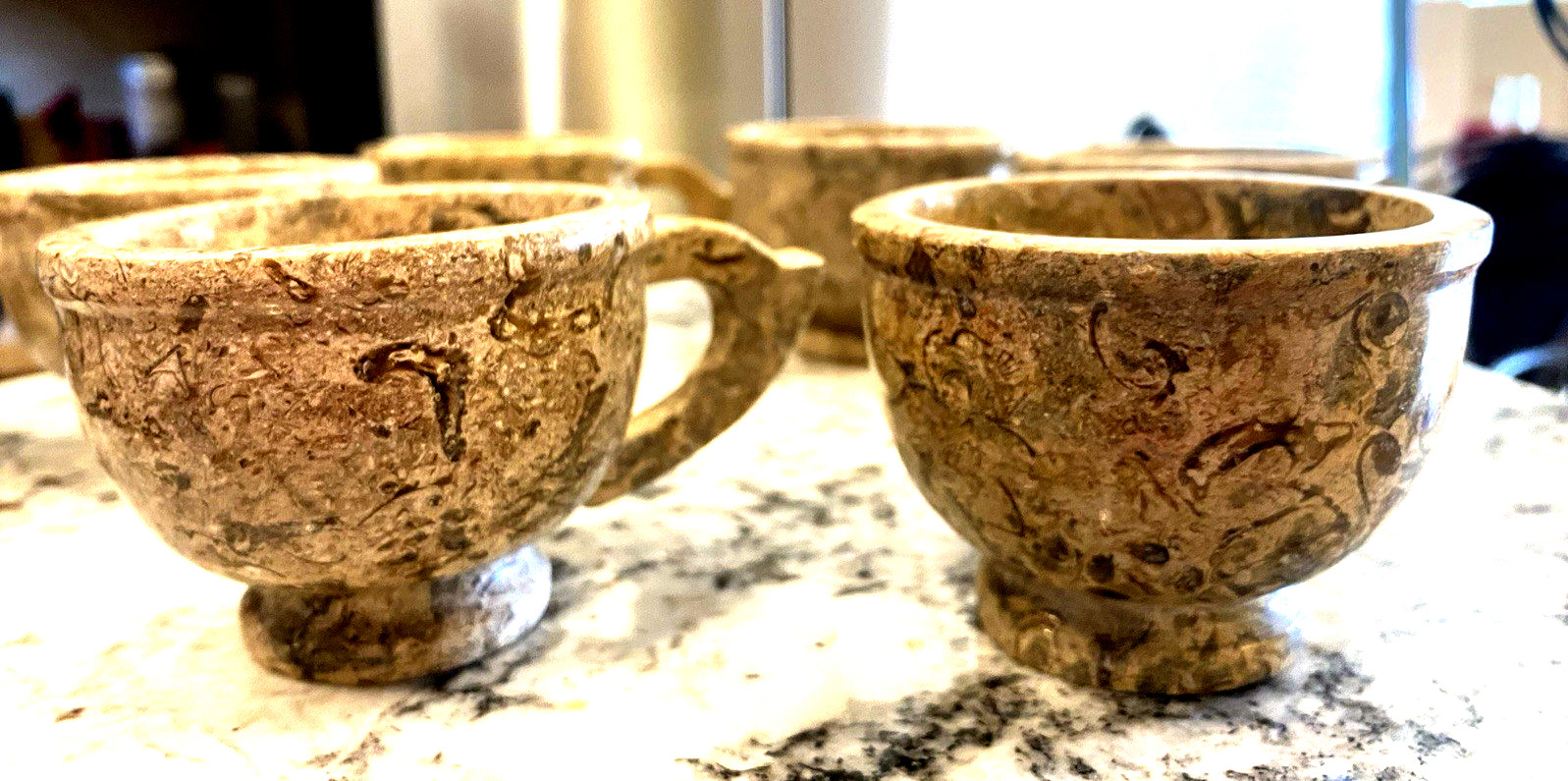 Beautiful Onyx Marble 16 Piece Espresso/tea 6 Cups & Saucers, Suga, Creamer