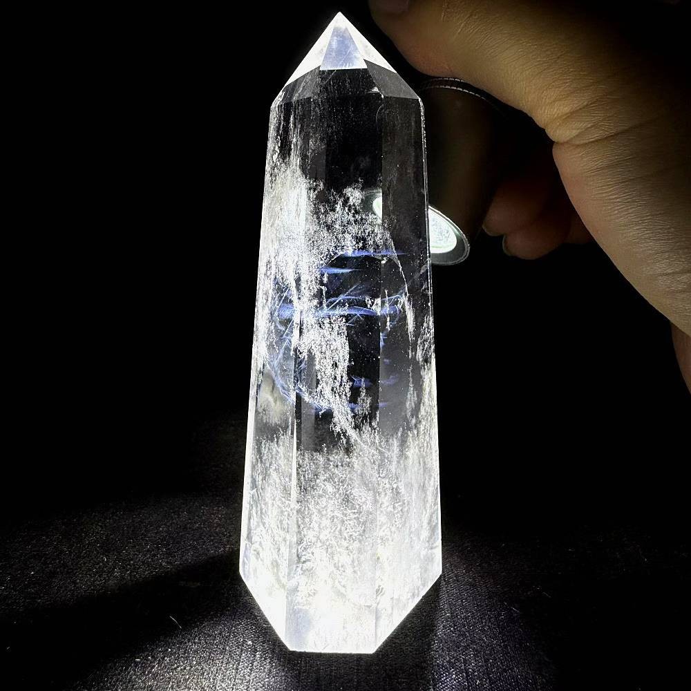 141g Natural White Quartz Obelisk Crystal Energy Tower Point Reiki Decor
