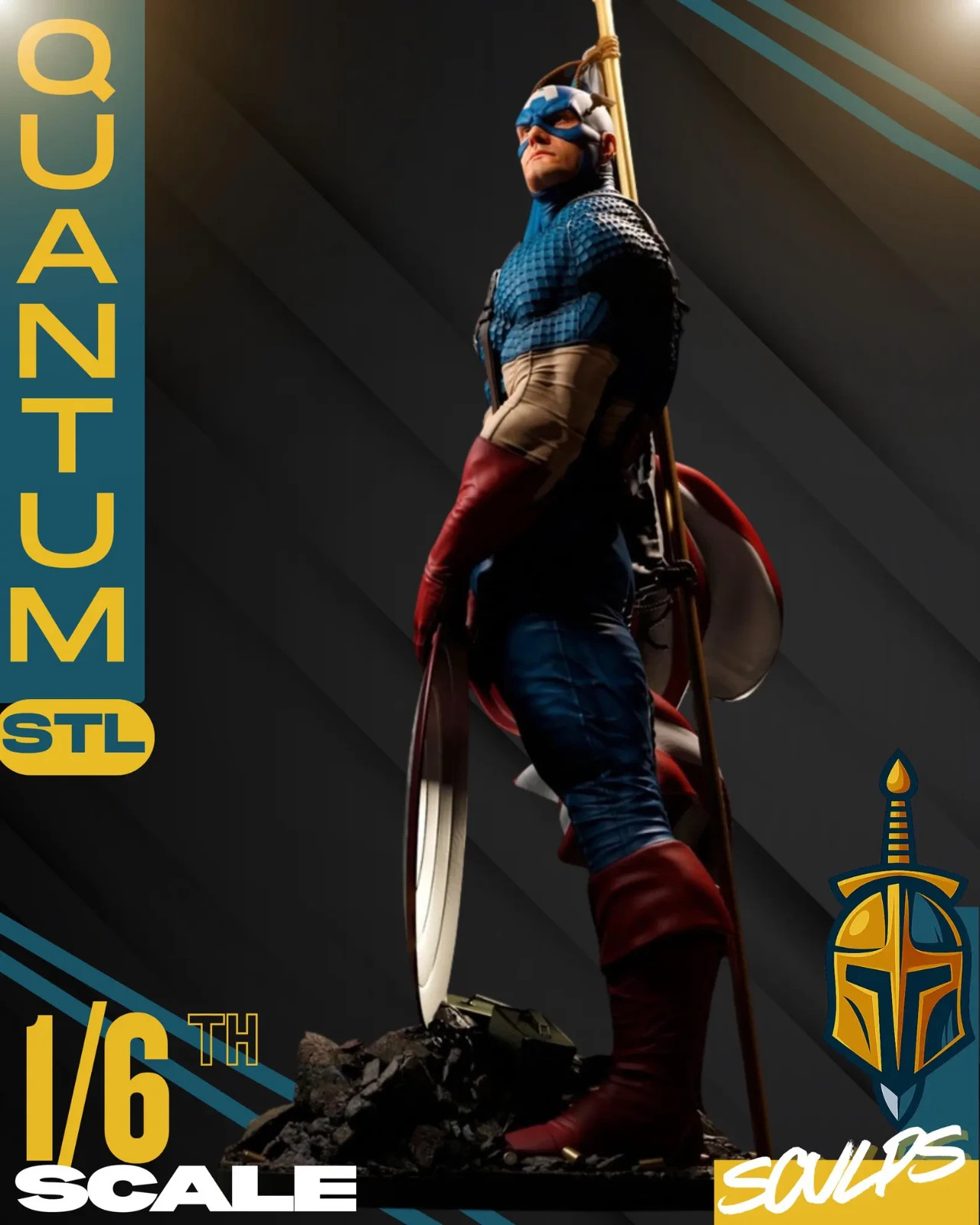 Captain America flag Sculpture Statue Model Kit Unpainted/Unassembled