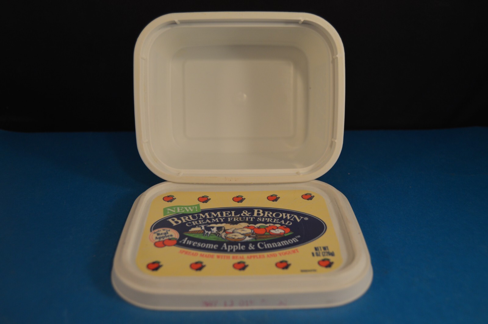 BRUMMEL & BROWN Creamy Fruit Spread EMPTY PLASTIC CONTAINER Apple Cinnamon “Tin”