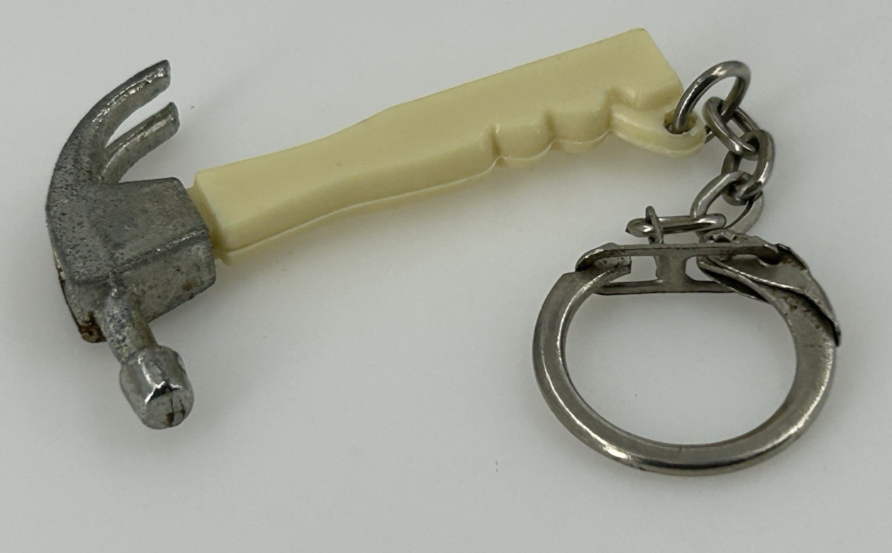 Vintage HAMMER Plastic Metal Head Keychain Keyring Fob
