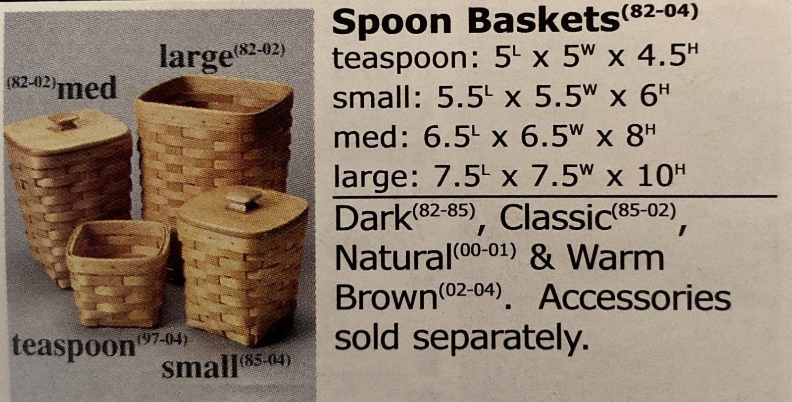 Longaberger 2008 Rich Brown Teaspoon Basket with Fall Liner & Protector