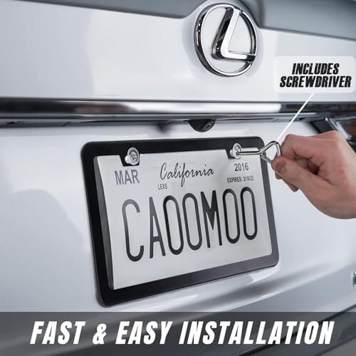 2PCS License Plate Frames Black Rustproof Stainless Steel License Plate Hold