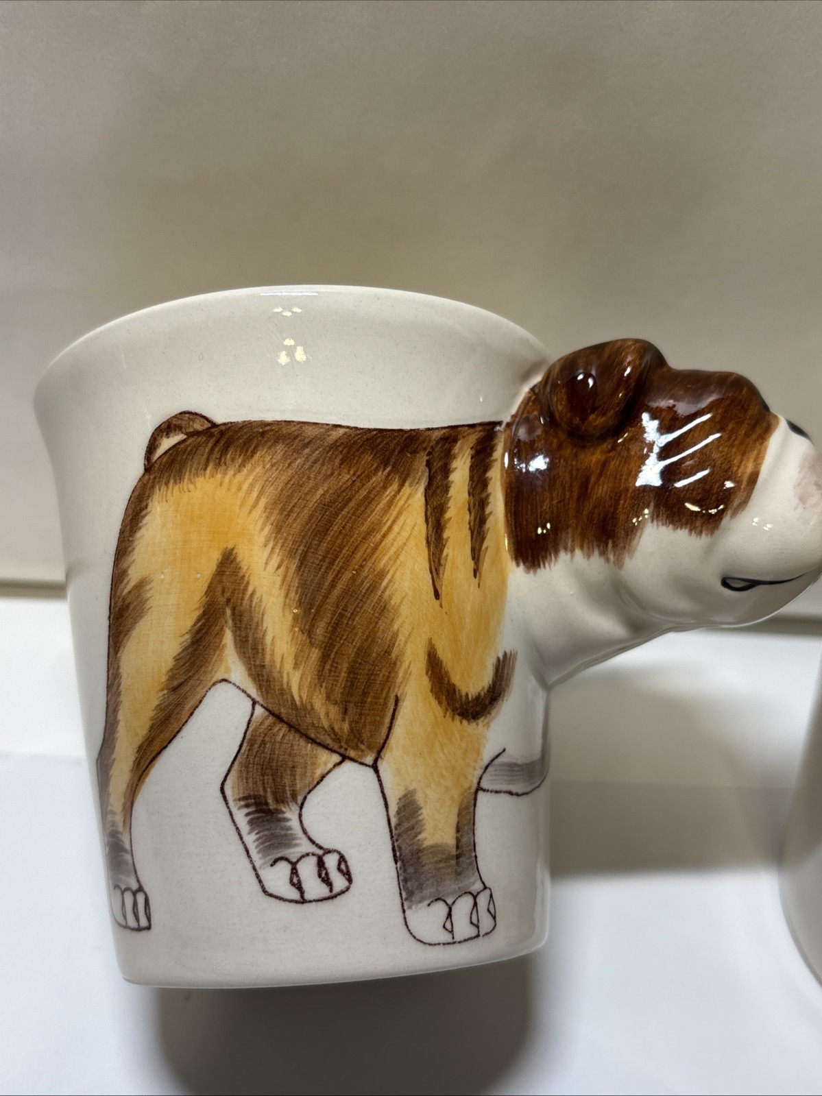 Mug Cup Coffee Tea Ceramic Porcelain Bulldog 3D Figurine Collectible Gift Set 2