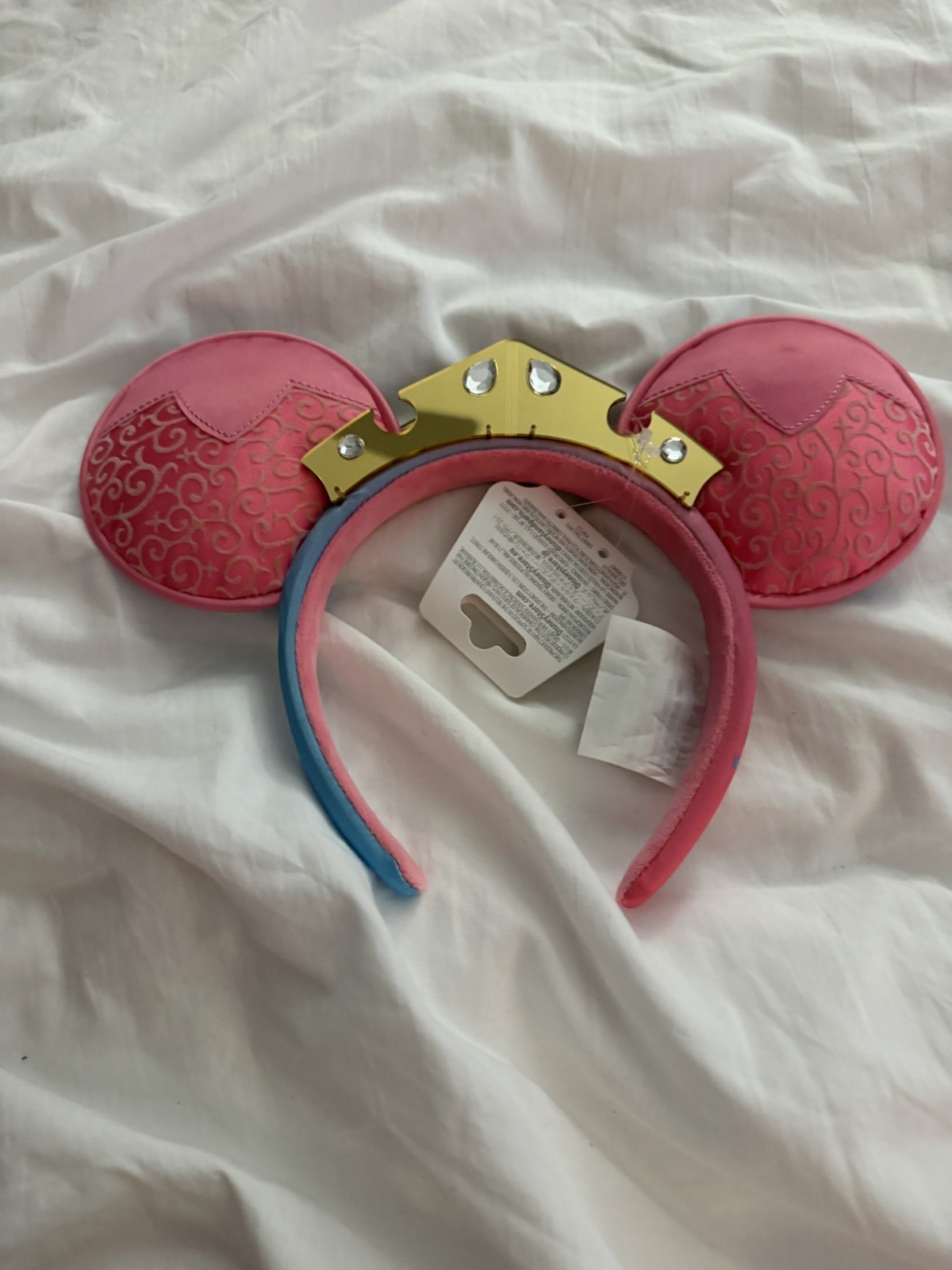 Disney Park Aurora Sleeping Beauty reversible Pink Blue ears headband with crown