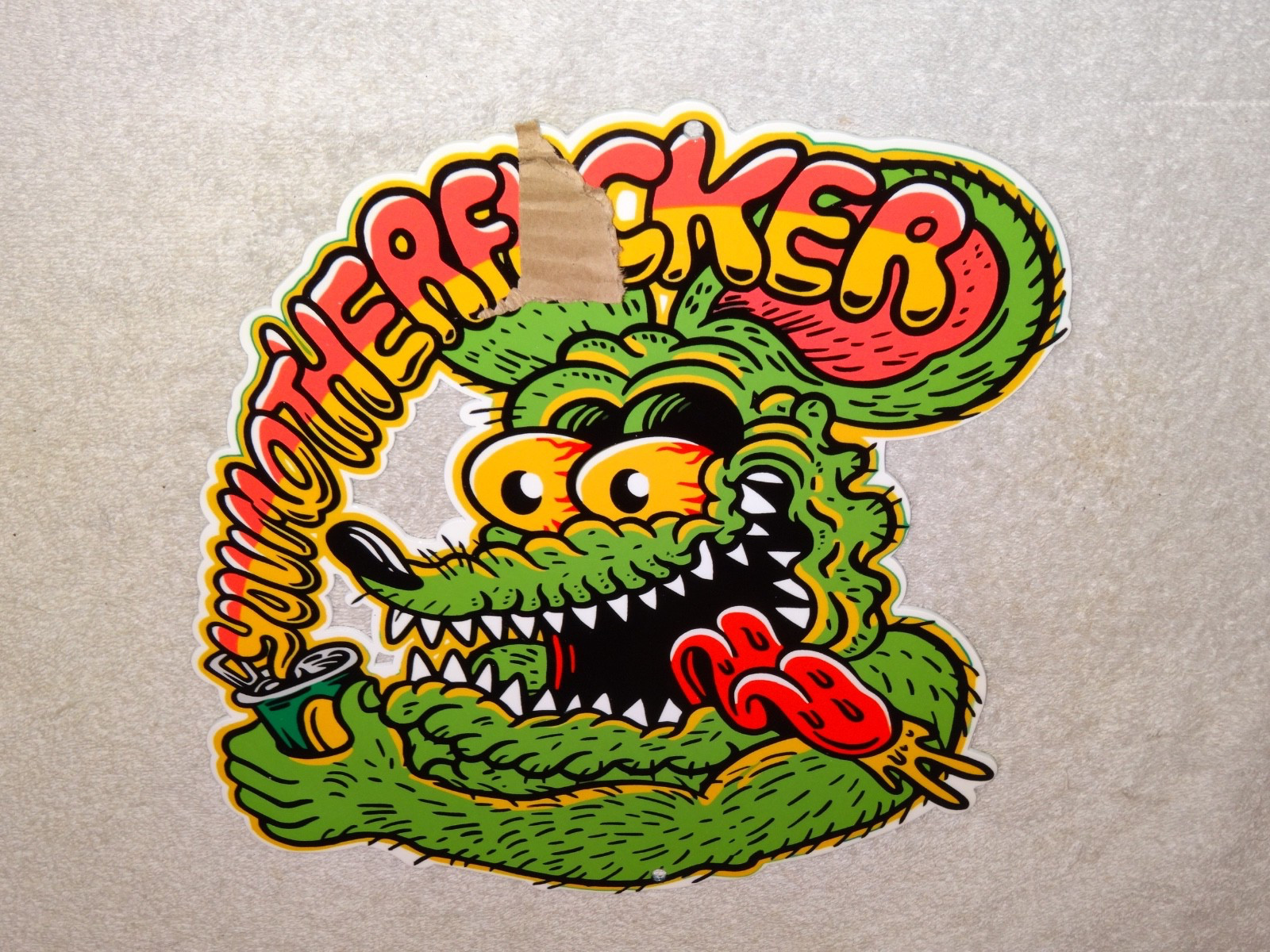 VINTAGE RATFINK DRINKS SODA CAN & YOU MOTHER METAL ED ROTH GAS OIL RAT FINK SIGN