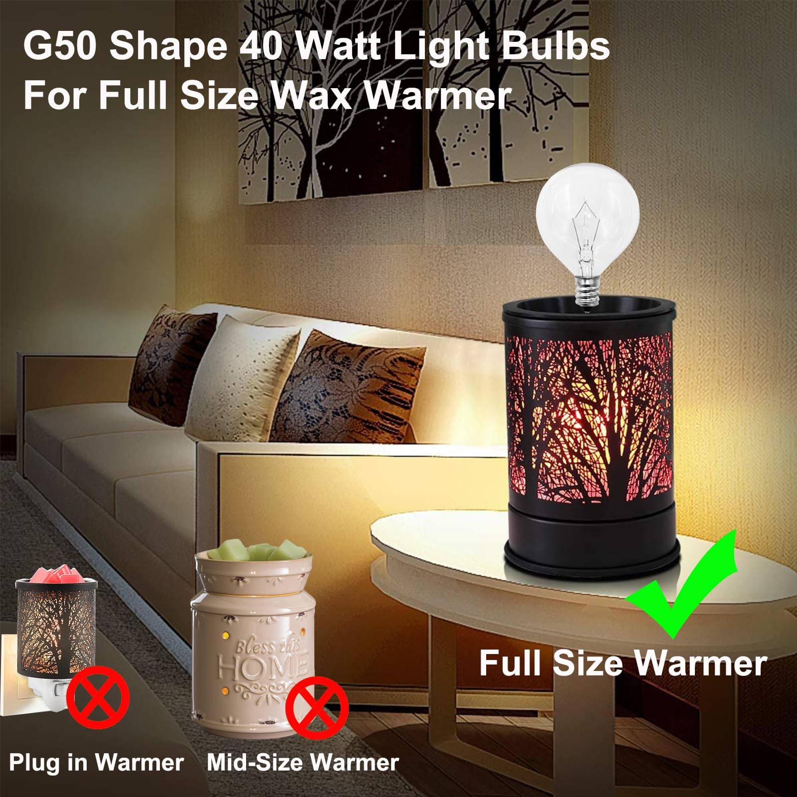 40 Watt E12 Candelabra Base 40 Light Bulb, 40w-warm White