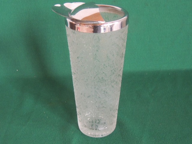 Fine Chrome & Crystal Glass Frosted Cut To Clear Cocktail Shaker Stir not Shakin