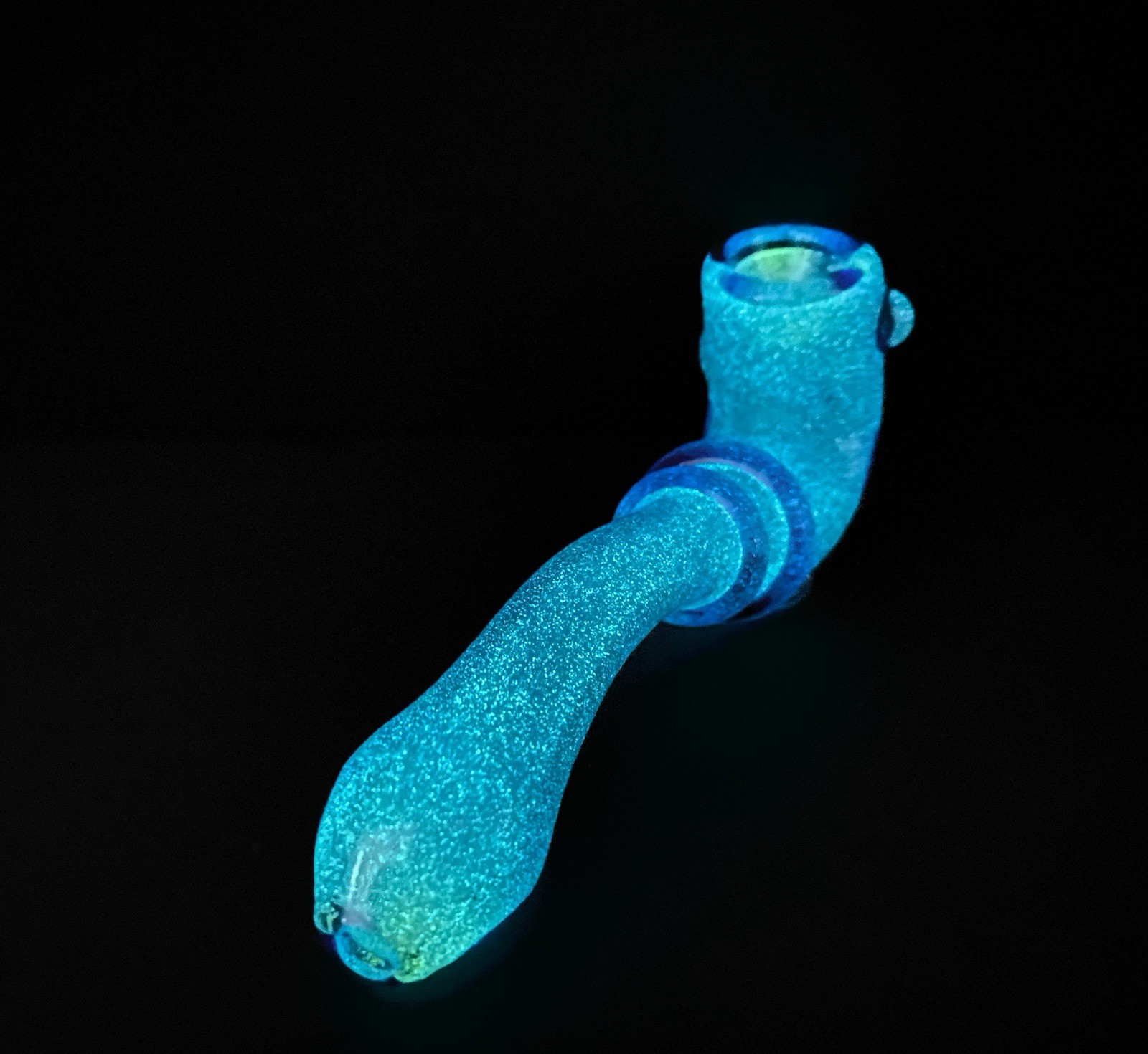 Glow In The Dark Tobacco Glass Pipe Sherlock Blue(handmade)