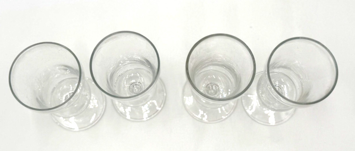 GLOWS TESTED RARE Set 4 Uranium Glass Cordial Glasses 6” Stemware UV Reactor