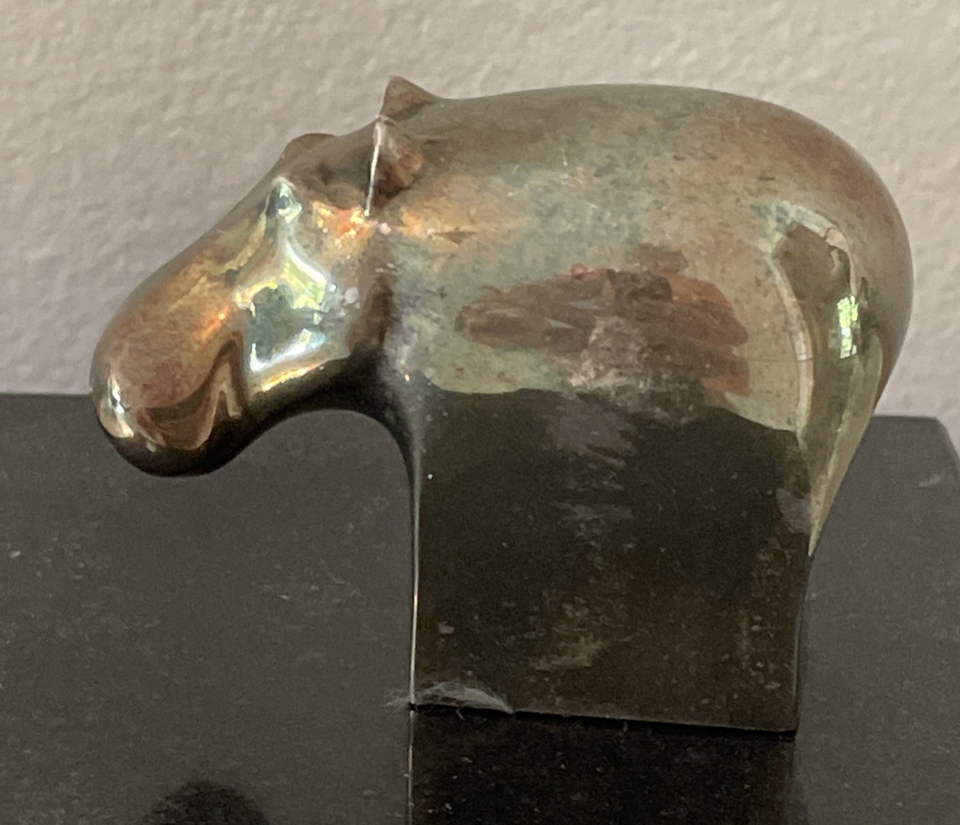Vintage Dansk Designs Hippo Silver plated Figurine Paperweight 2.5” X 2” Japan