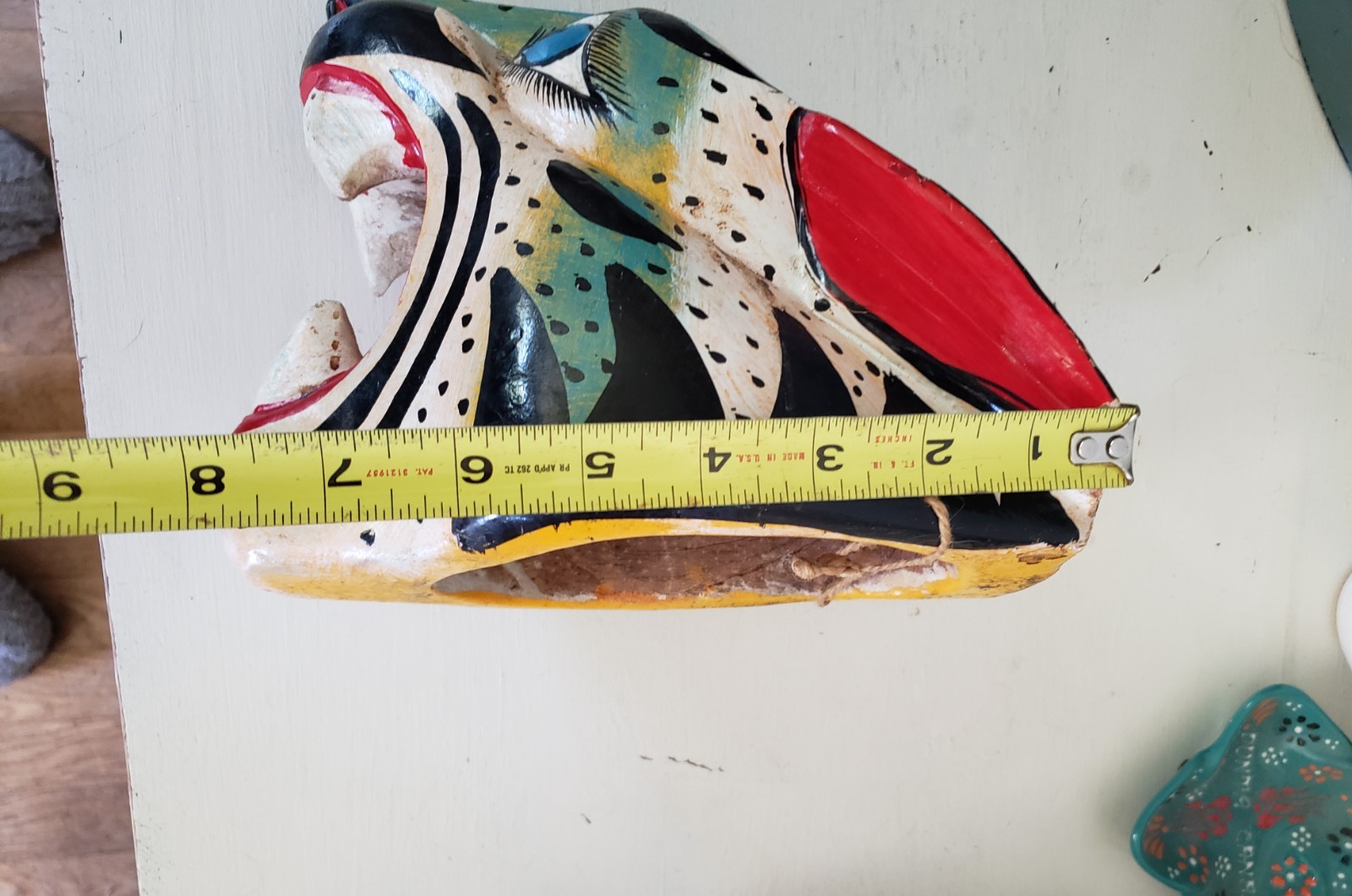 Vintage Mexican Folk Art, Tiger?leopard? Wild Cat Mask Wall Decor