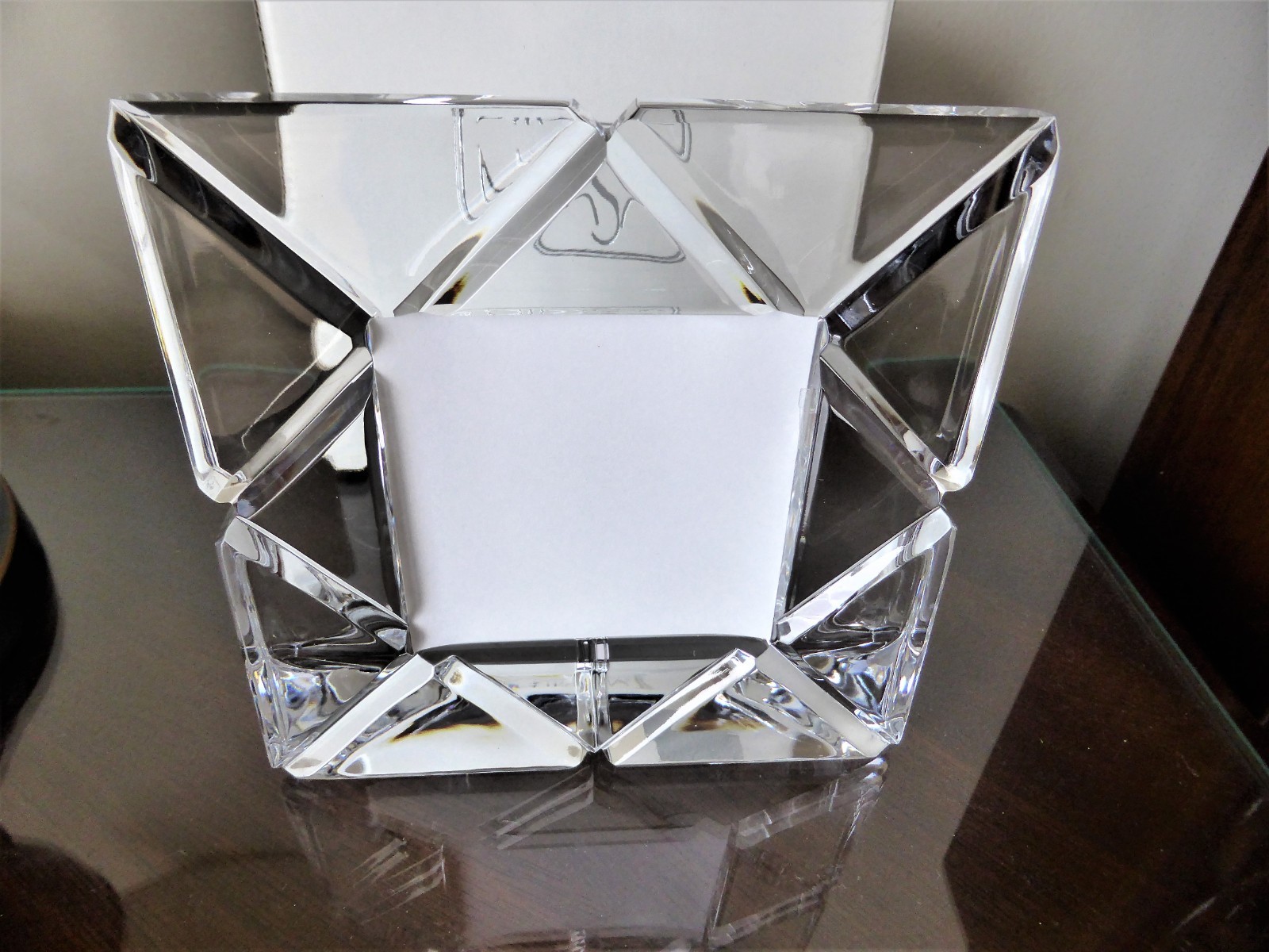 MIKASA HEAVY CRYSTAL PICTURE FRAME DIAMOND CUT GEOMETRIC DESIGN CLEAR GLASS
