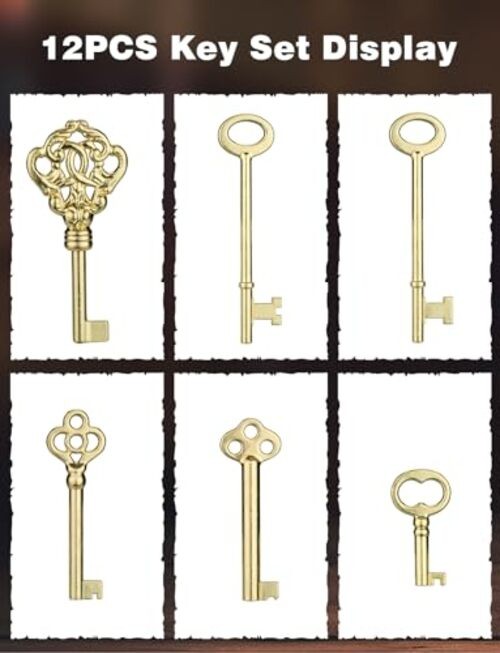 Skeleton Key, 12-Key Universal Hollow Barrel Skeleton Keys Kit 1.5-3.1inchs